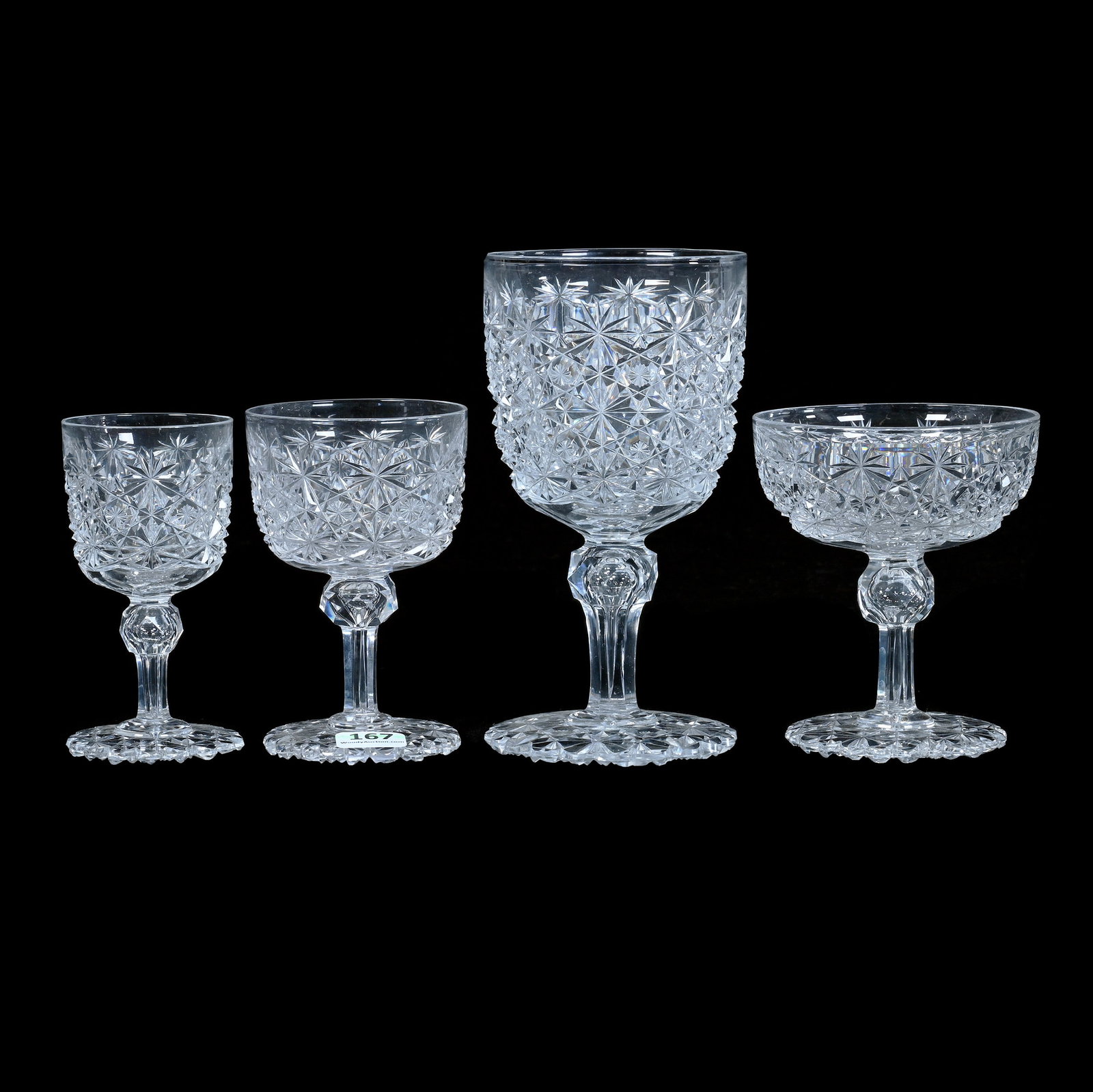(4) Stems, American Brilliant Cut Glass, Russian Pattern With Star Cut Buttons (1 of 2)