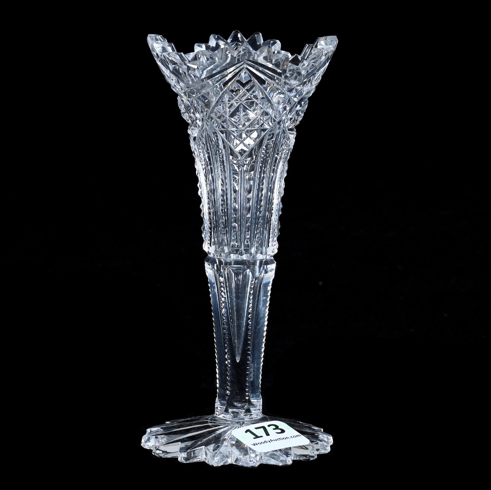 Trumpet Vase, American Brilliant Cut Glass, Hindoo Pattern By J. Hoare (1 of 2)