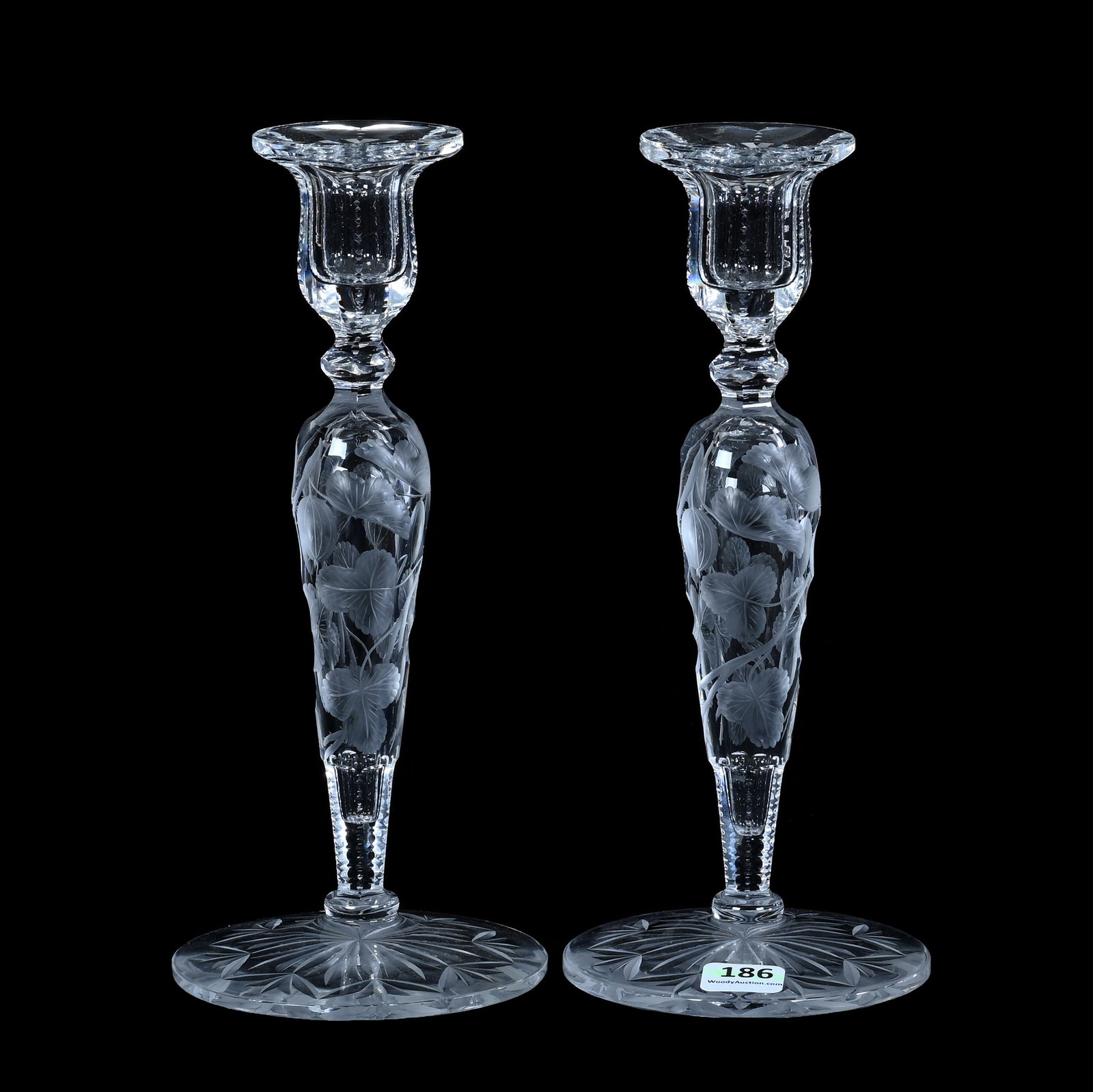 Pair Candlestick Holders, American Brilliant Cut Glass, Signed Sinclaire (1 of 2)