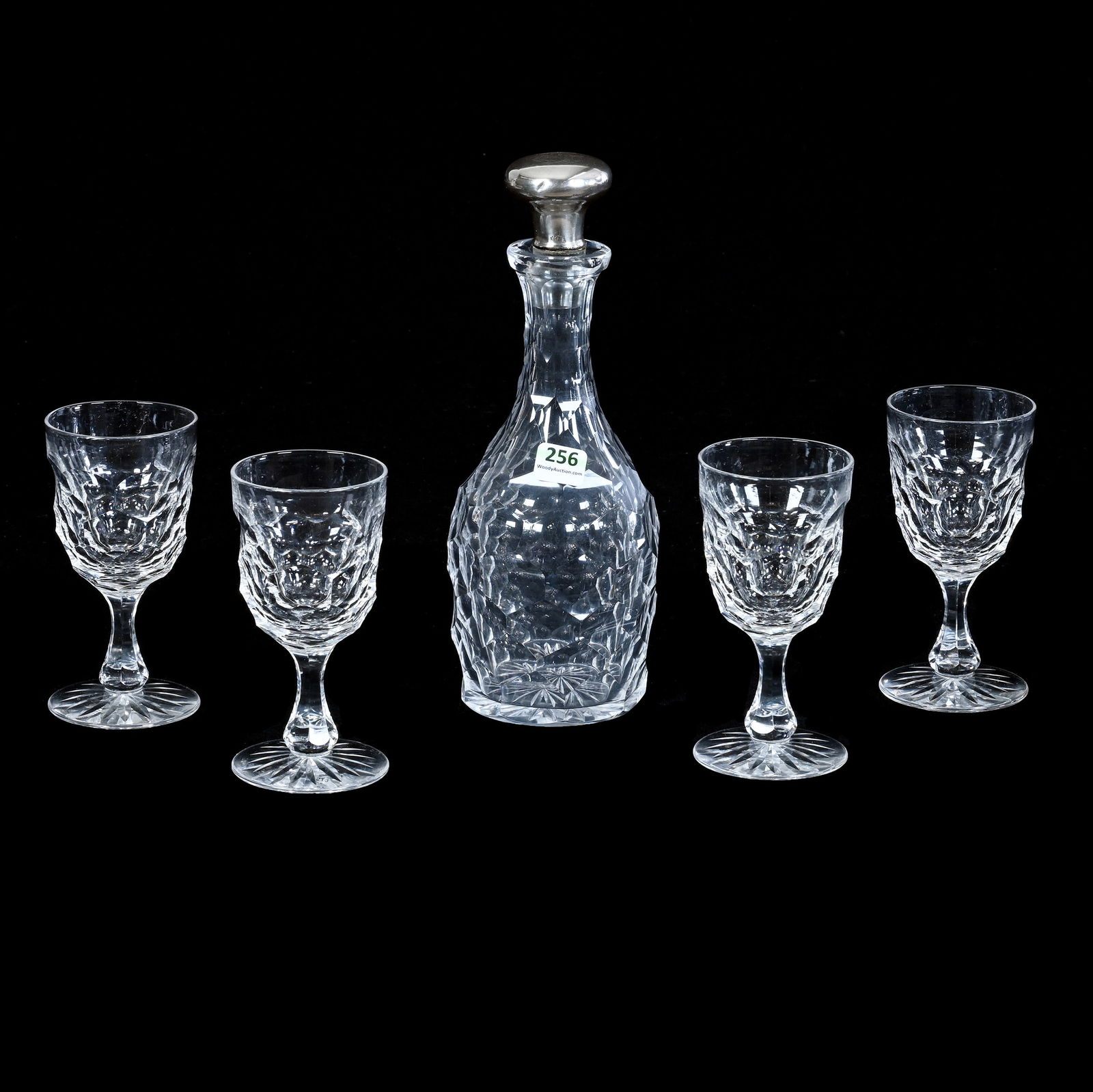Decanter Set, American Brilliant Cut Glass, Hollow Diamond Pattern (1 of 5)