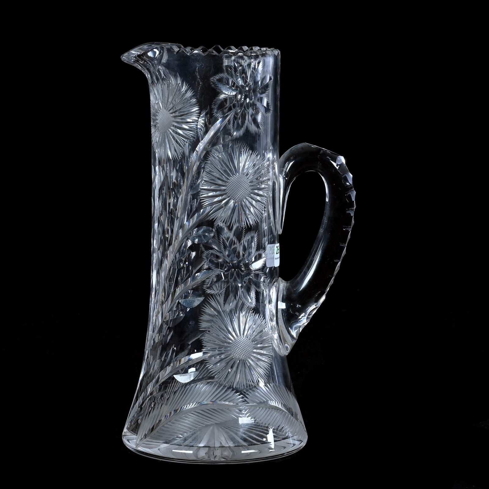 Tankard, American Brilliant Cut Glass, Engraved Floral And Fern Motif (1 of 3)