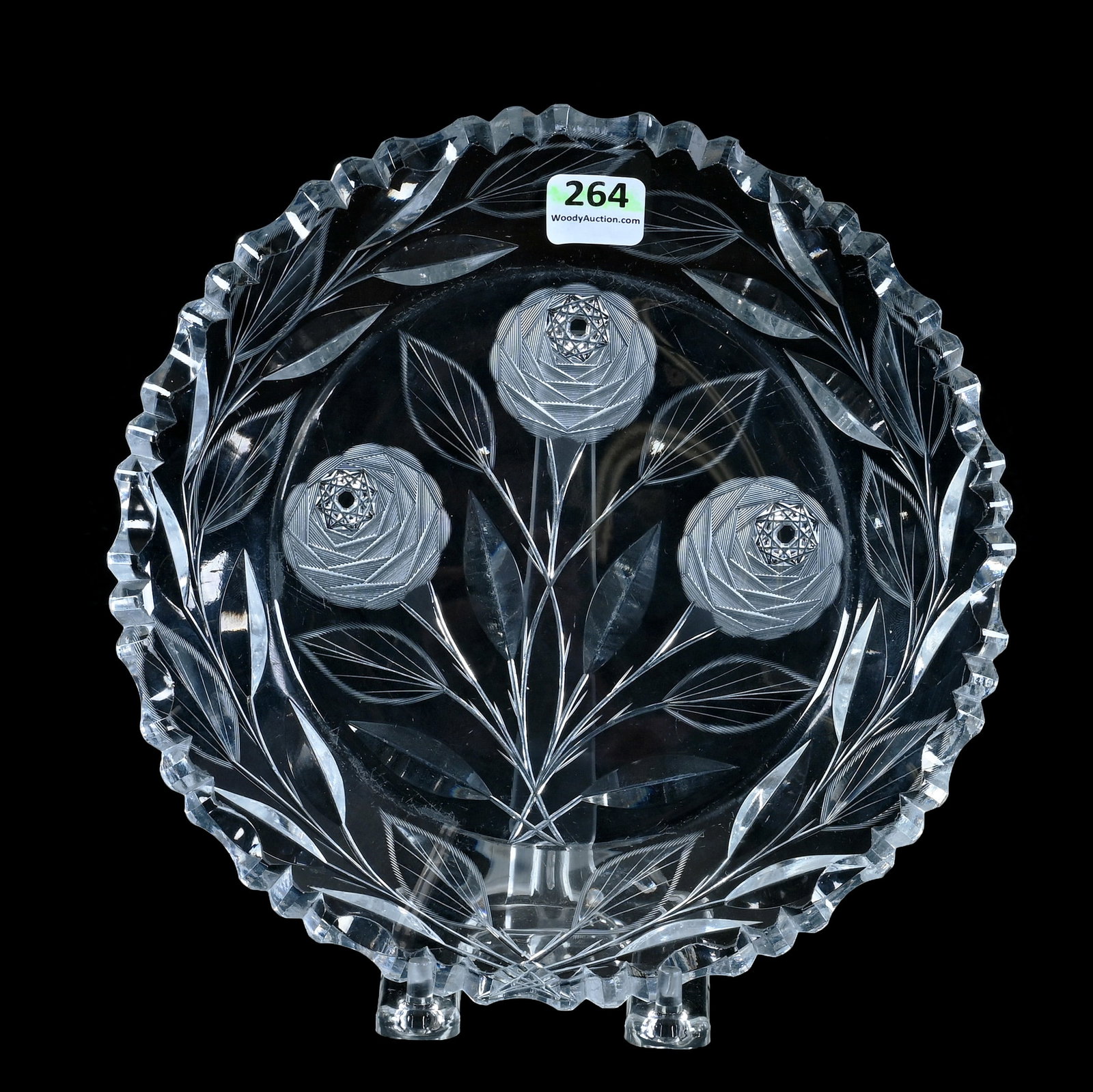 Plate, American Brilliant Cut Glass, Pattern Resembles White Rose By Irving (1 of 3)
