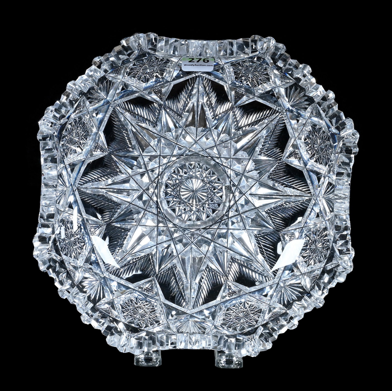 Eight Sided Bowl, American Brilliant Cut Glass, Solara Pattern, Designed By W.C. Anderson: Eight Sided Bowl, American Brilliant Cut Glass, Solara Pattern, Designed By W.C. Anderson, 8.5 x 8.5 x 2.25 Inches, Excellent Example, 3.6 Pounds, Bill Sandars Collection.