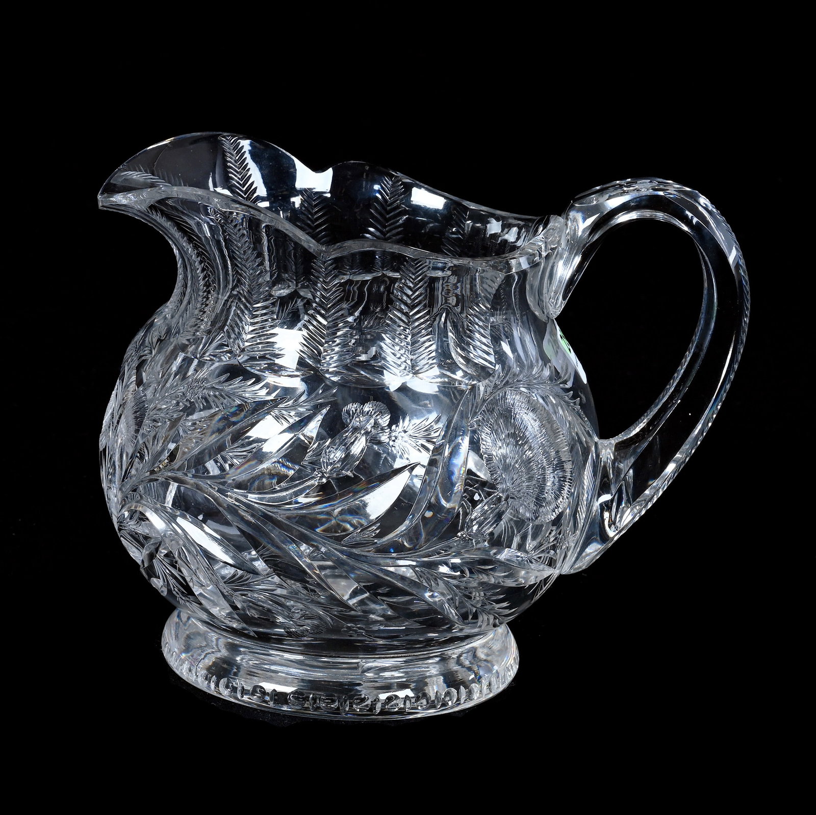 Pitcher, American Brilliant Cut Glass, Signed Hawkes Gravic Glass Carnation Pattern (1 of 4)