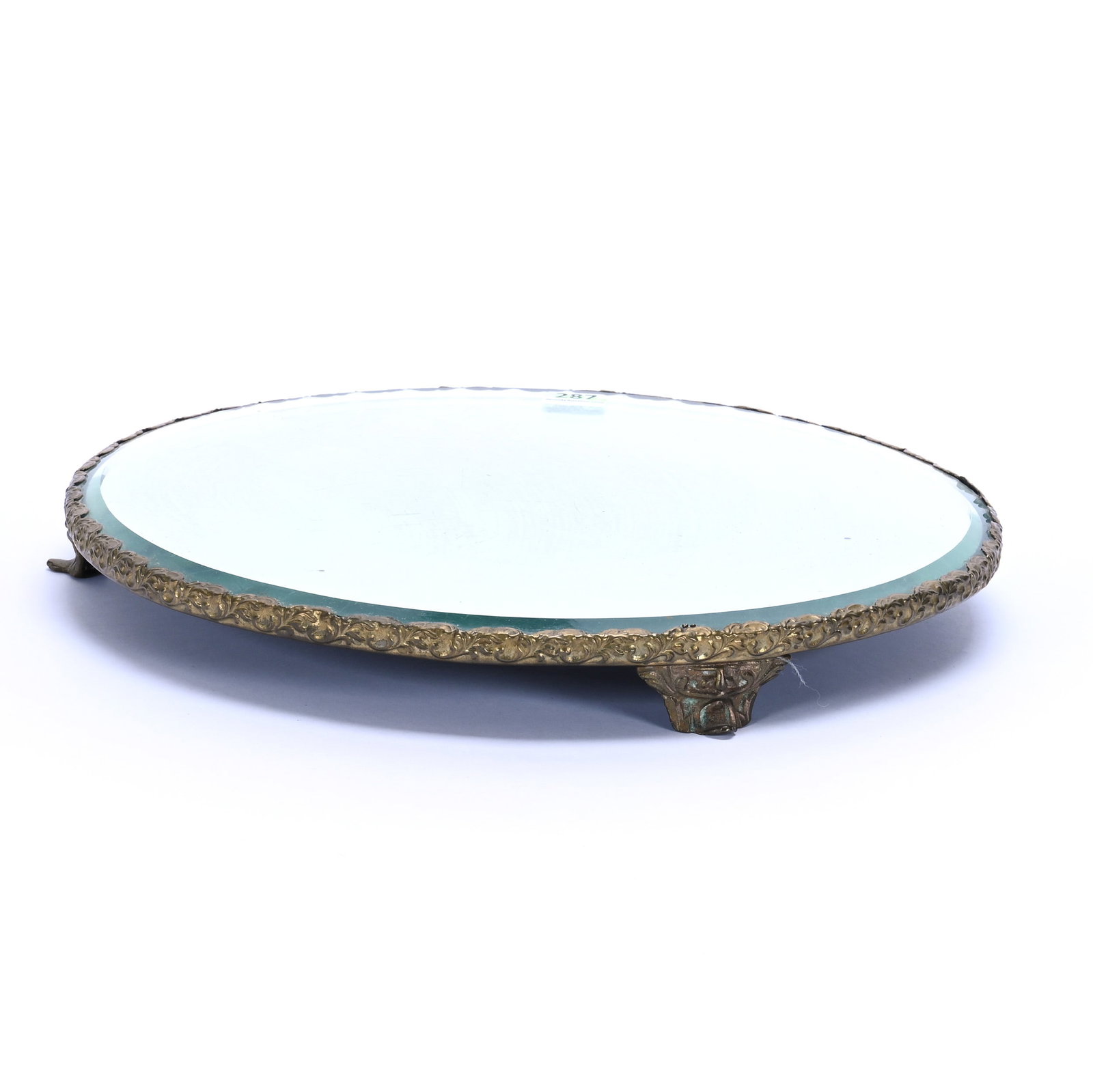 Beveled Mirror Plateau, Brass Colored Frame And Feet: Beveled Mirror Plateau, Brass Colored Frame And Feet, 12 x 12 x 1.25 Inches,, 3.6 Pounds, Bill Sandars Collection.