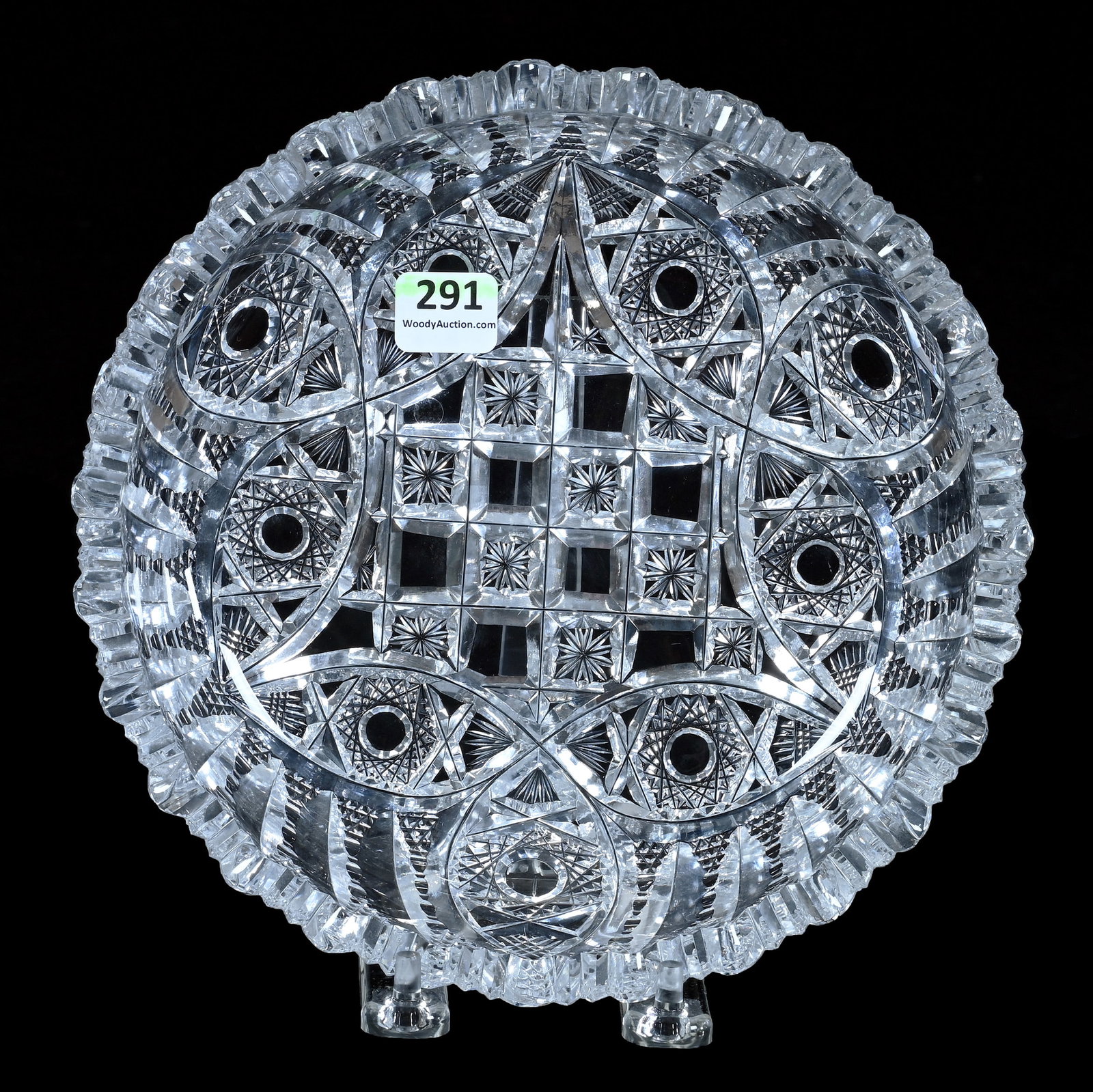 Bowl, American Brilliant Cut Glass, Glenda Pattern By Libbey - Nice Example: Bowl, American Brilliant Cut Glass, Glenda Pattern By Libbey - Nice Example, 8 x 8 x 1.75 Inches,, 2.3 Pounds, Bill Sandars Collection.