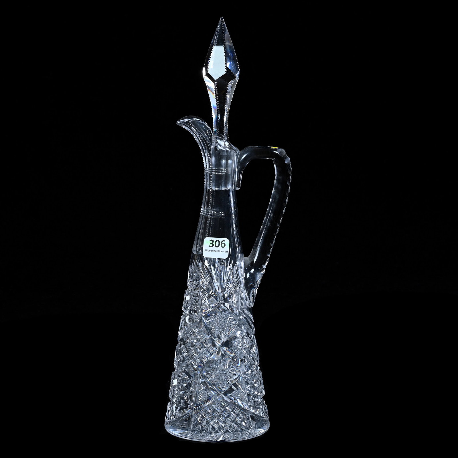 Pyramid Shaped Decanter, American Brilliant Cut Glass, Signed Libbey, Sultana Pattern (1 of 3)