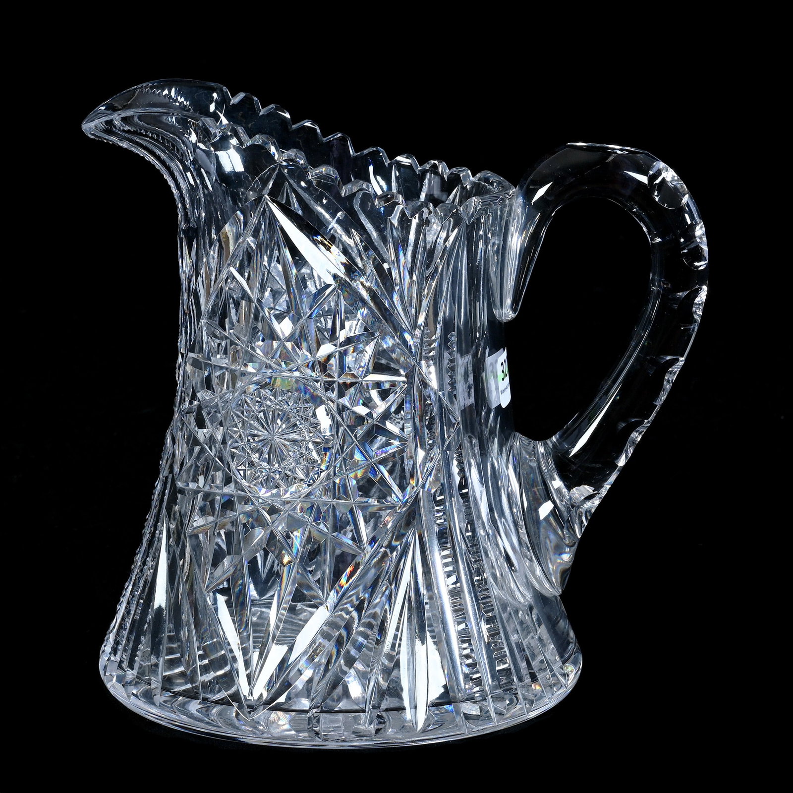 Water Pitcher, American Brilliant Cut Glass, Signed Wright, Yale Pattern (1 of 3)