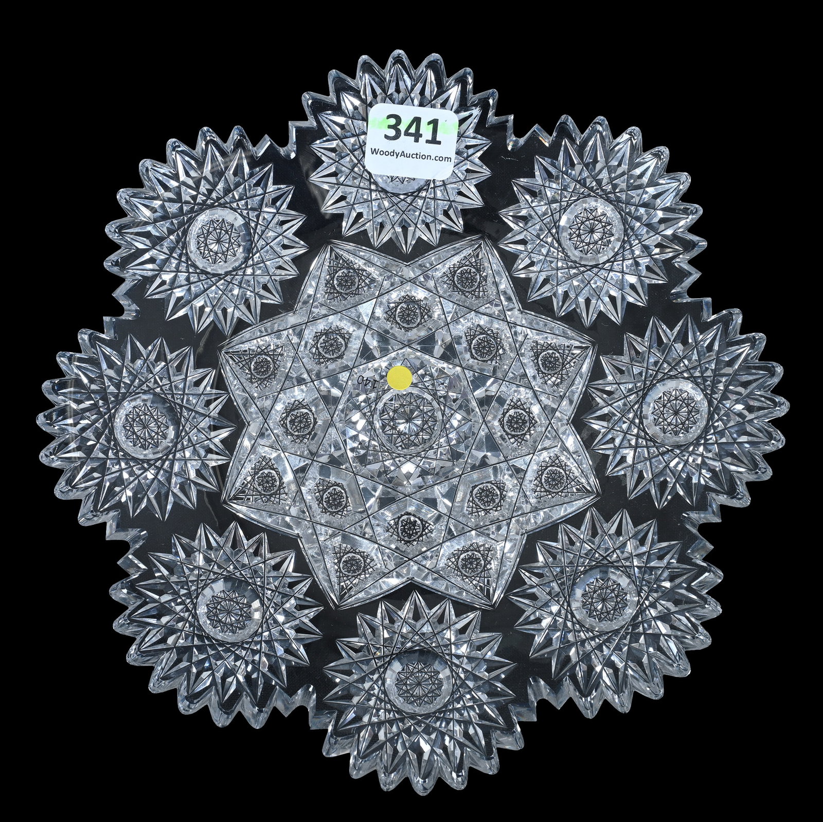 Plate, American Brilliant Cut Glass, Signed Hawkes, Festoon Pattern: Plate, American Brilliant Cut Glass, Signed Hawkes, Festoon Pattern, 7 x 7 x 0.75 Inches, Great Example, 1.2 Pounds, Bill Sandars Collection.