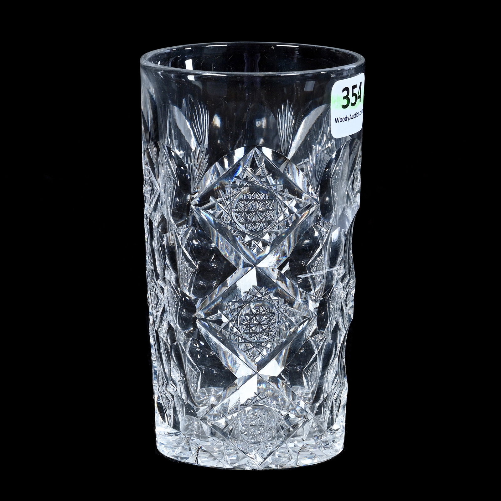 Iced Tea Glass, American Brilliant Cut Glass, Signed Hawkes, Queens Pattern (1 of 3)