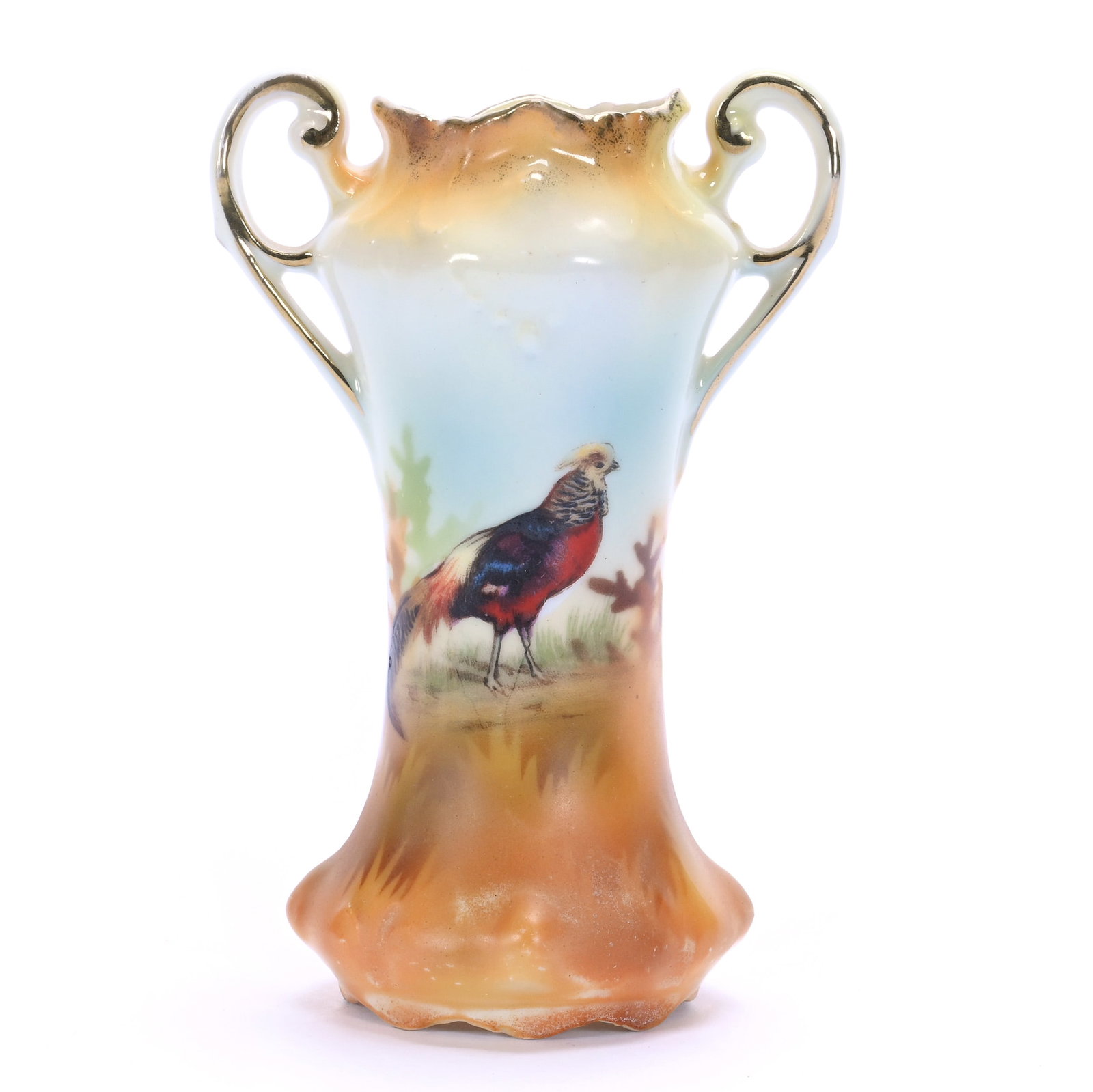 Miniature Two Handled Vase, Unmarked R.S. Prussia, Jewel Mold (1 of 3)