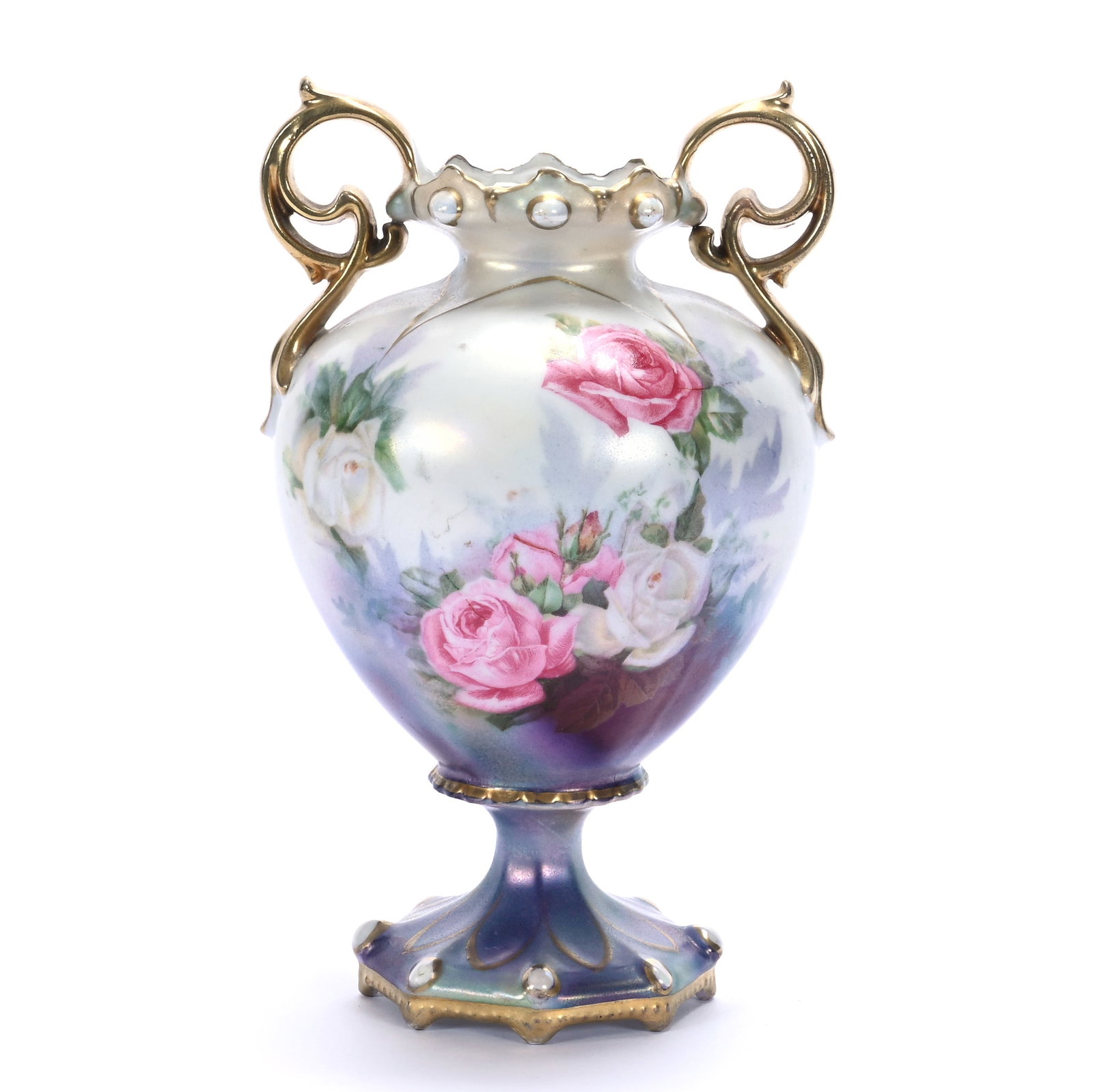 Pedestal Two Handled Vase, Marked R.S. Prussia, Jewel Mold (1 of 3)