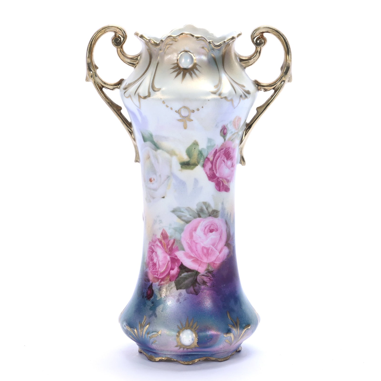 Two Handled Vase, Marked R.S. Prussia, Jewel Mold (1 of 3)
