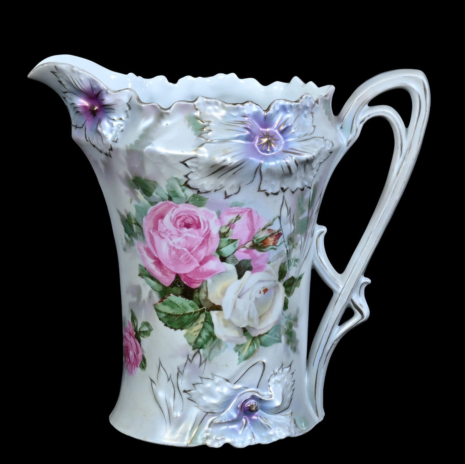 Lemonade Pitcher, Marked R.S. Prussia, Carnation Mold (1 of 3)