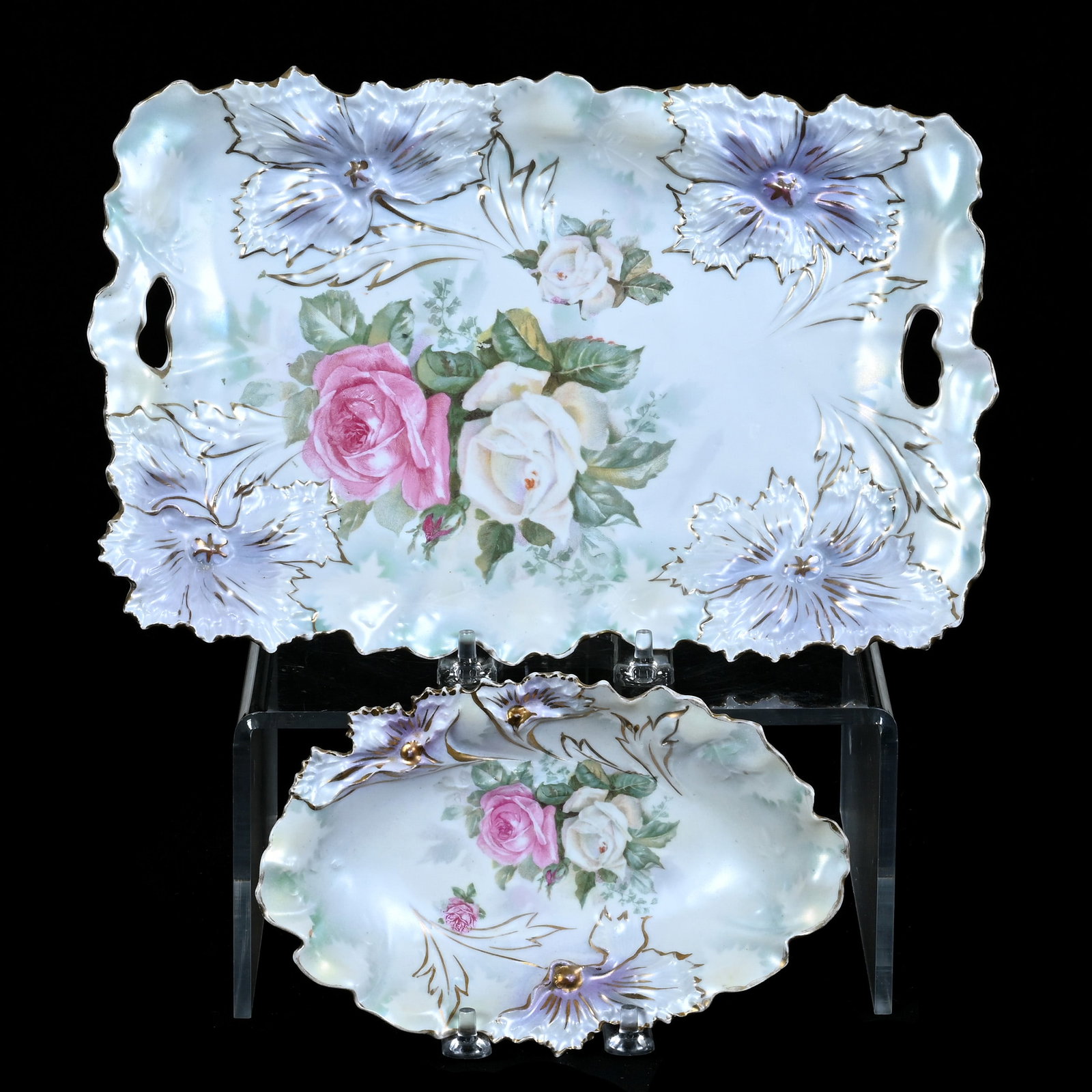 Dresser Tray And Relish Tray, Marked R.S. Prussia, Carnation Mold (1 of 2)
