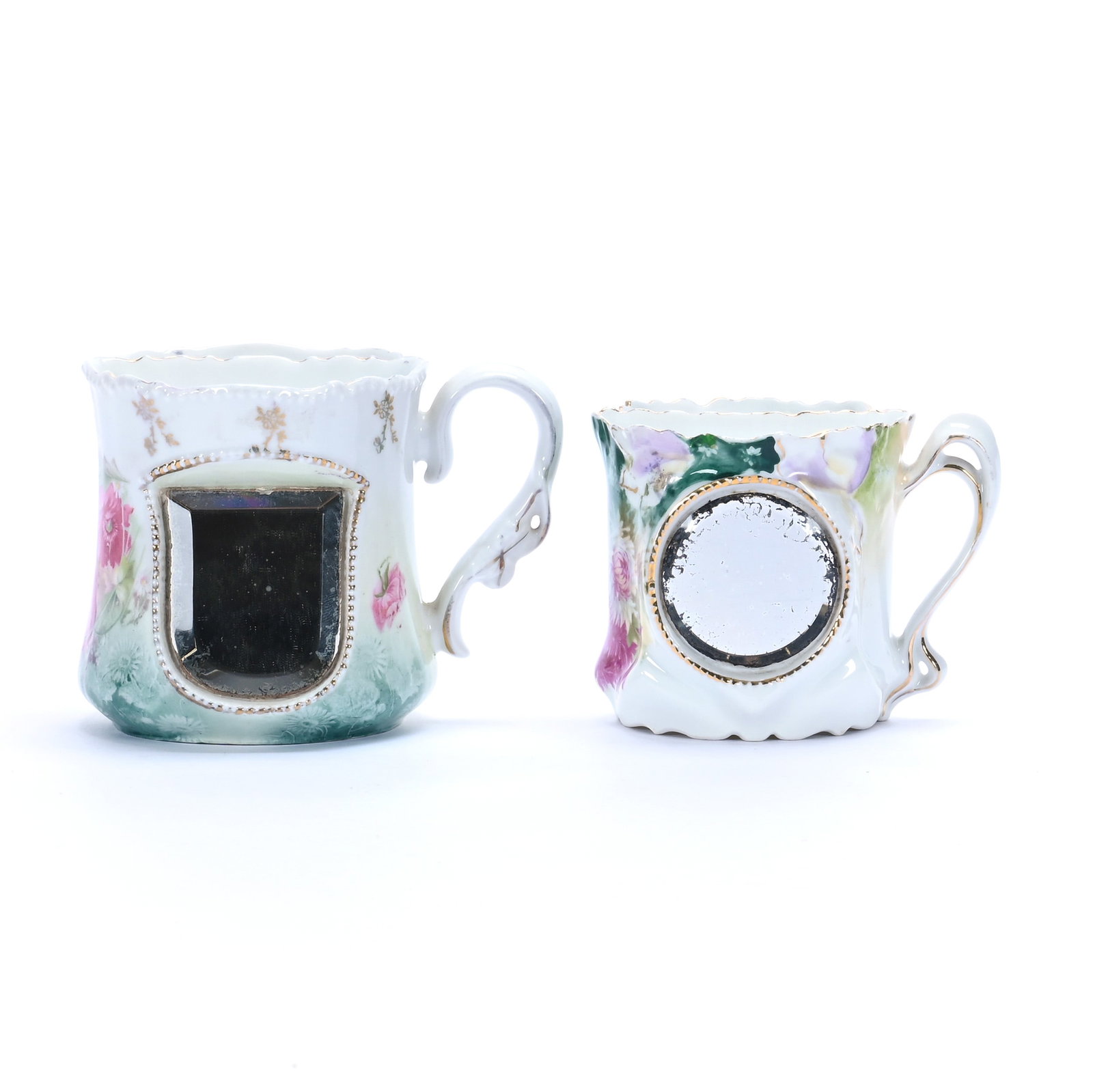 (2) Shaving Mugs With Inset Beveled Mirrors (1 of 3)