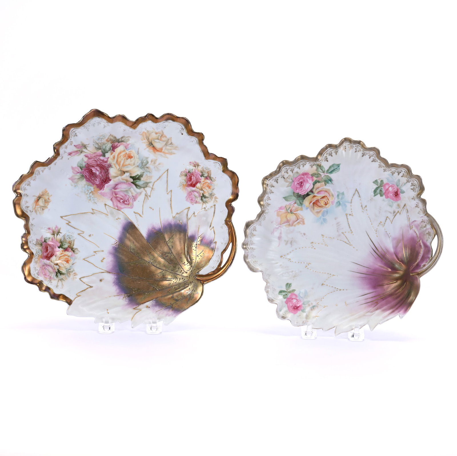 (2) Plates, Unmarked R.S. Prussia, Leaf Mold (1 of 2)