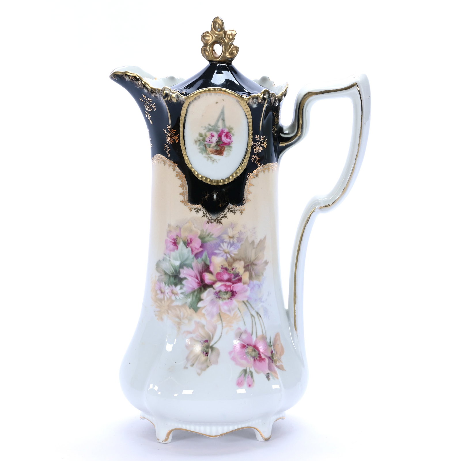 Chocolate Pot, Unmarked R.S. Prussia, Medallion Mold (1 of 3)