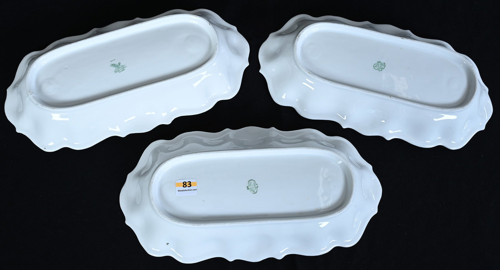 (3) Celery Trays, Marked Prov Saxe - 2
