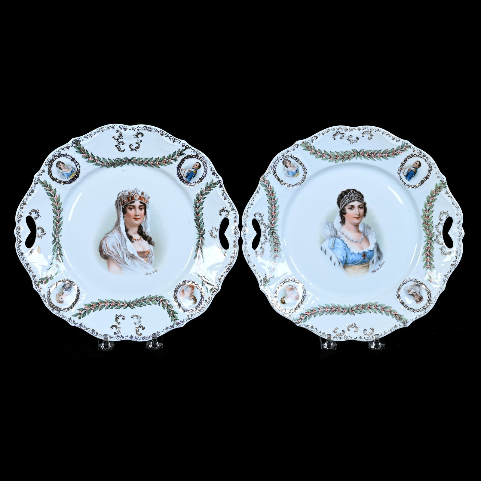 Pair Two Handled Cake Plates, Marked Prov Saxe (1 of 2)