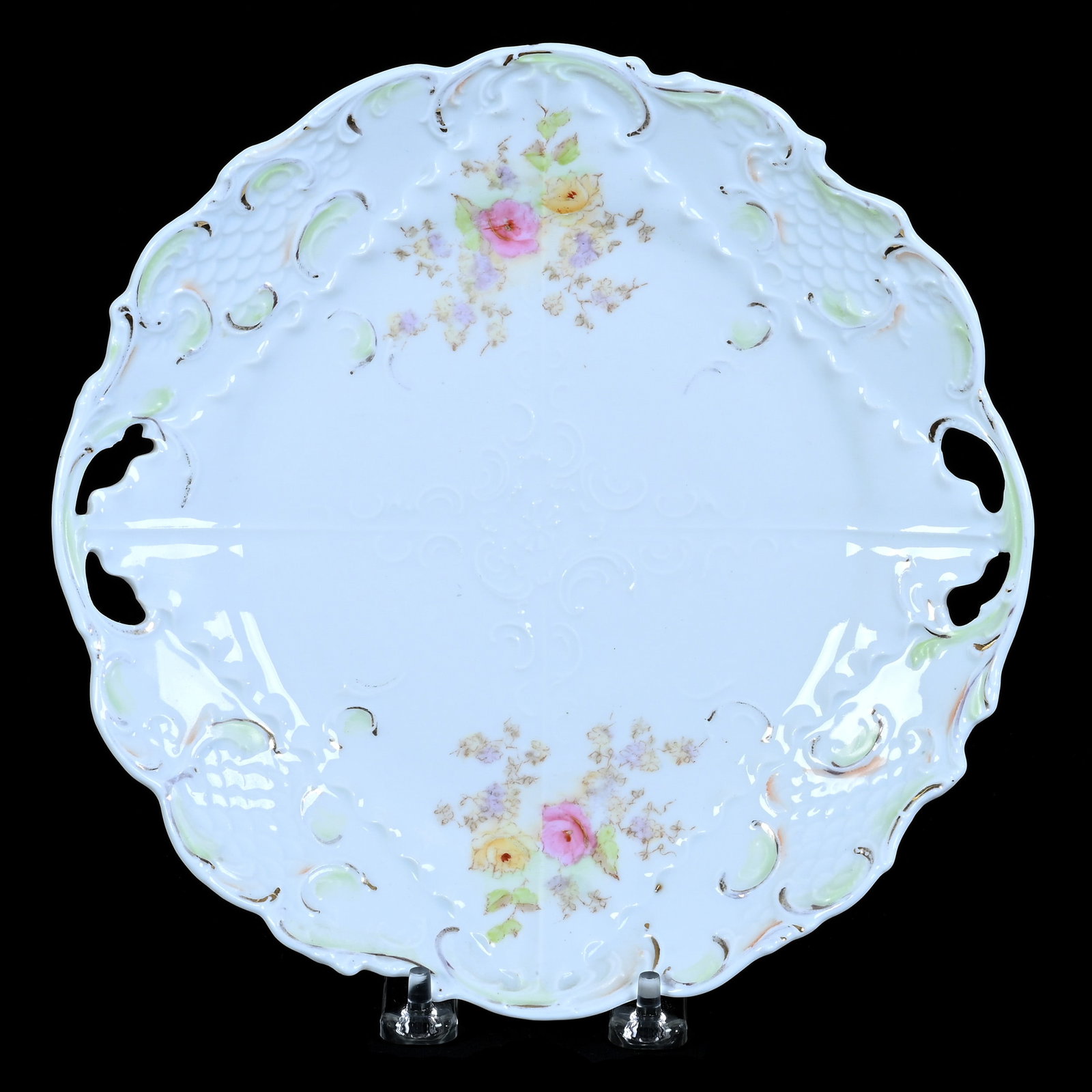 Two Handled Cake Plate, Unmarked Early R.S. Prussia (1 of 2)