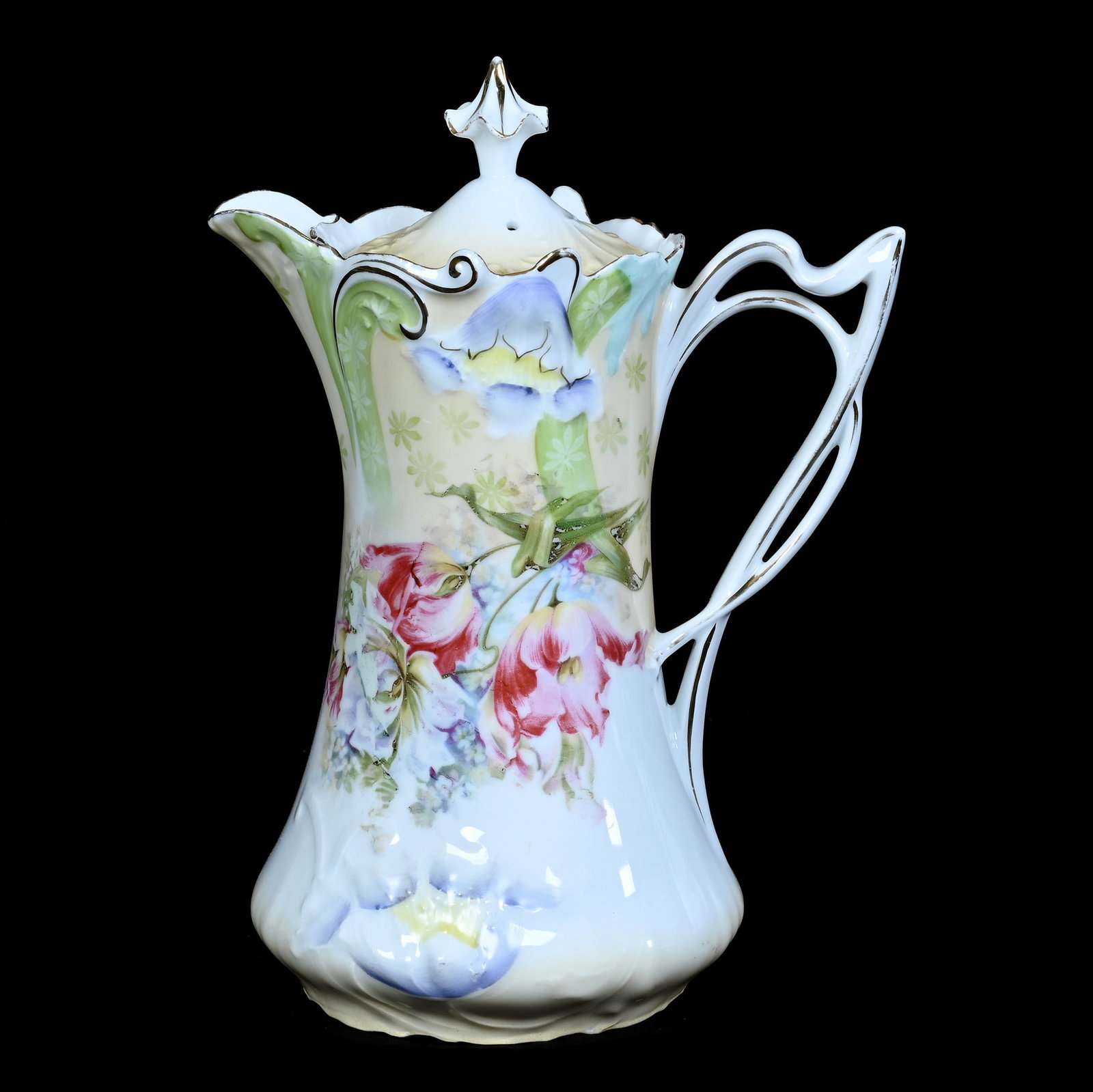 Chocolate Pot, Unmarked R.S. Prussia, Poppy Mold (1 of 3)