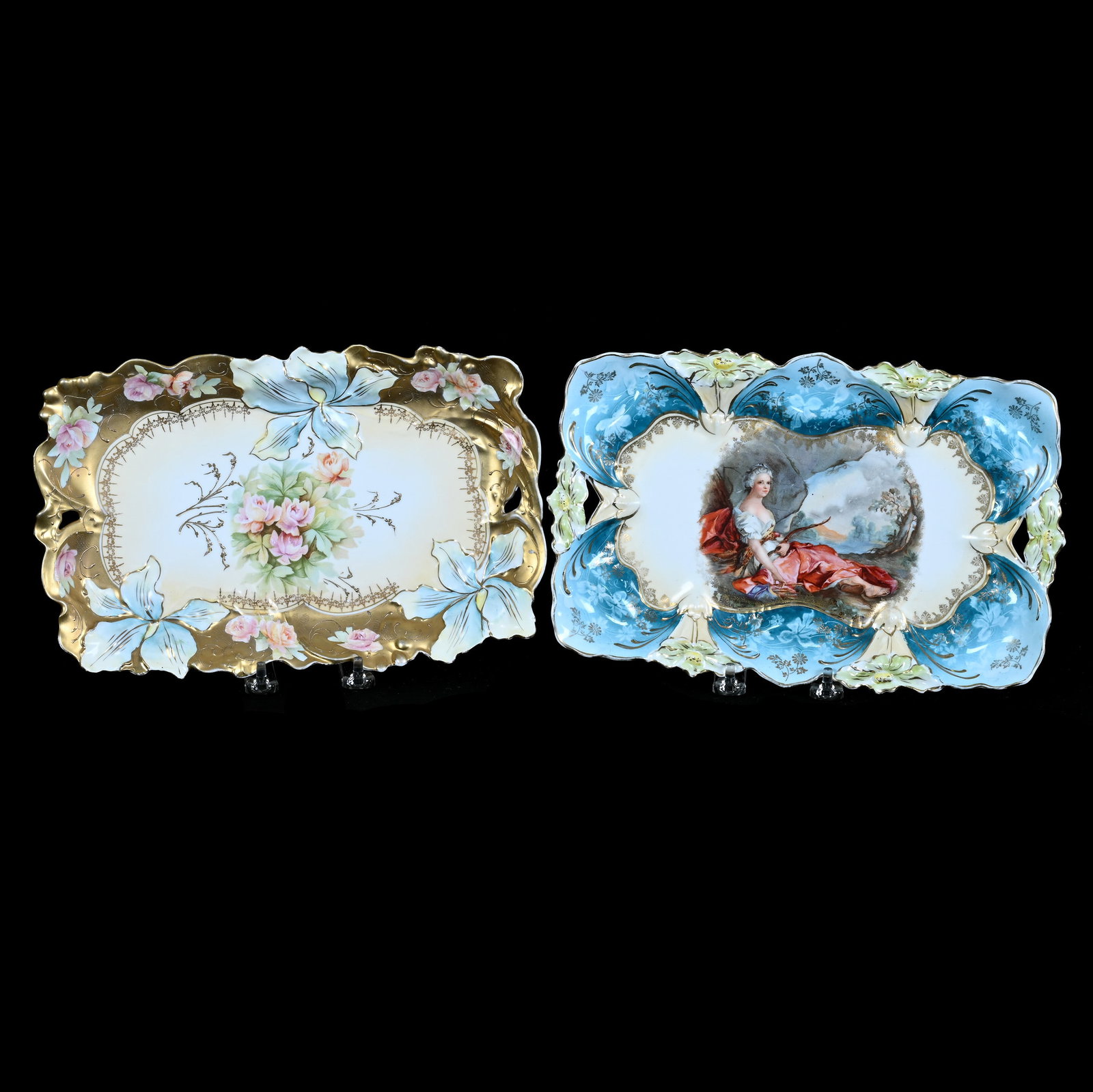 (2) Dresser Trays, Unmarked R.S. Prussia (1 of 2)