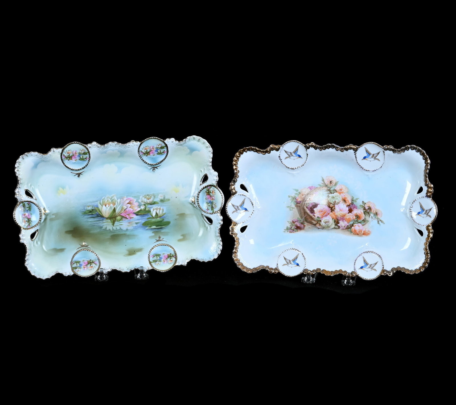 (2) Dresser Trays, Marked R.S. Prussia, Medallion Mold (1 of 2)