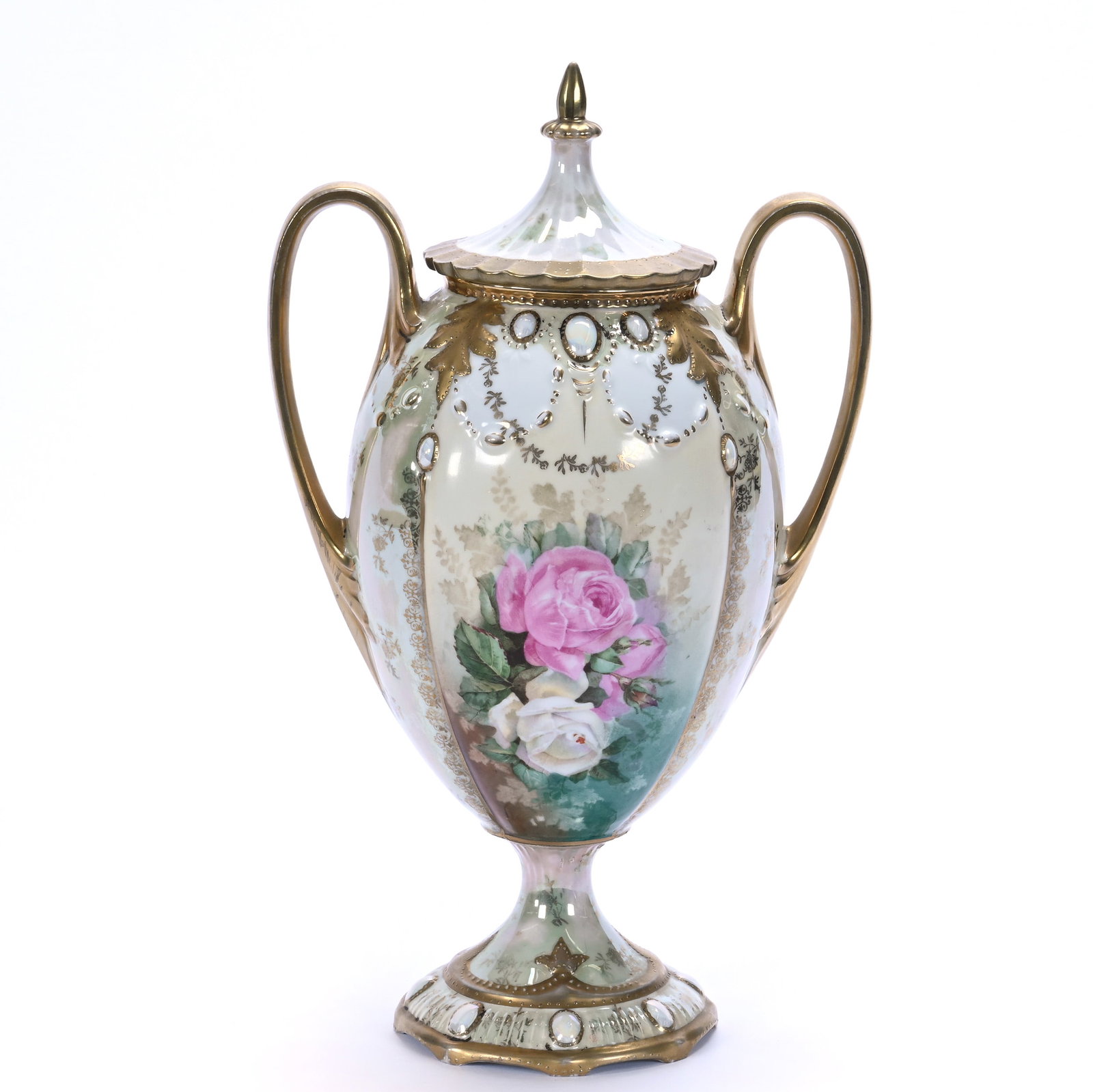 Pedestal Covered Urn, Marked R.S. Prussia, Jewel Mold (1 of 3)