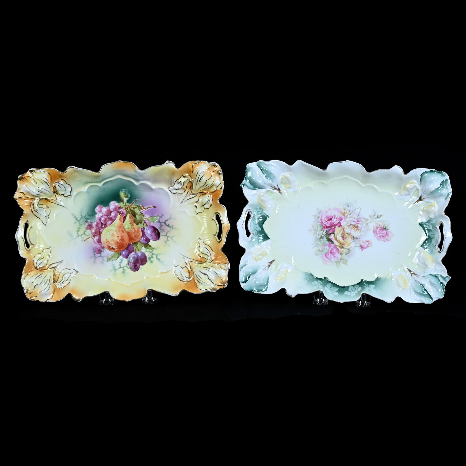 (2) Dresser Trays, Marked R.S. Prussia, Iris Mold (1 of 2)