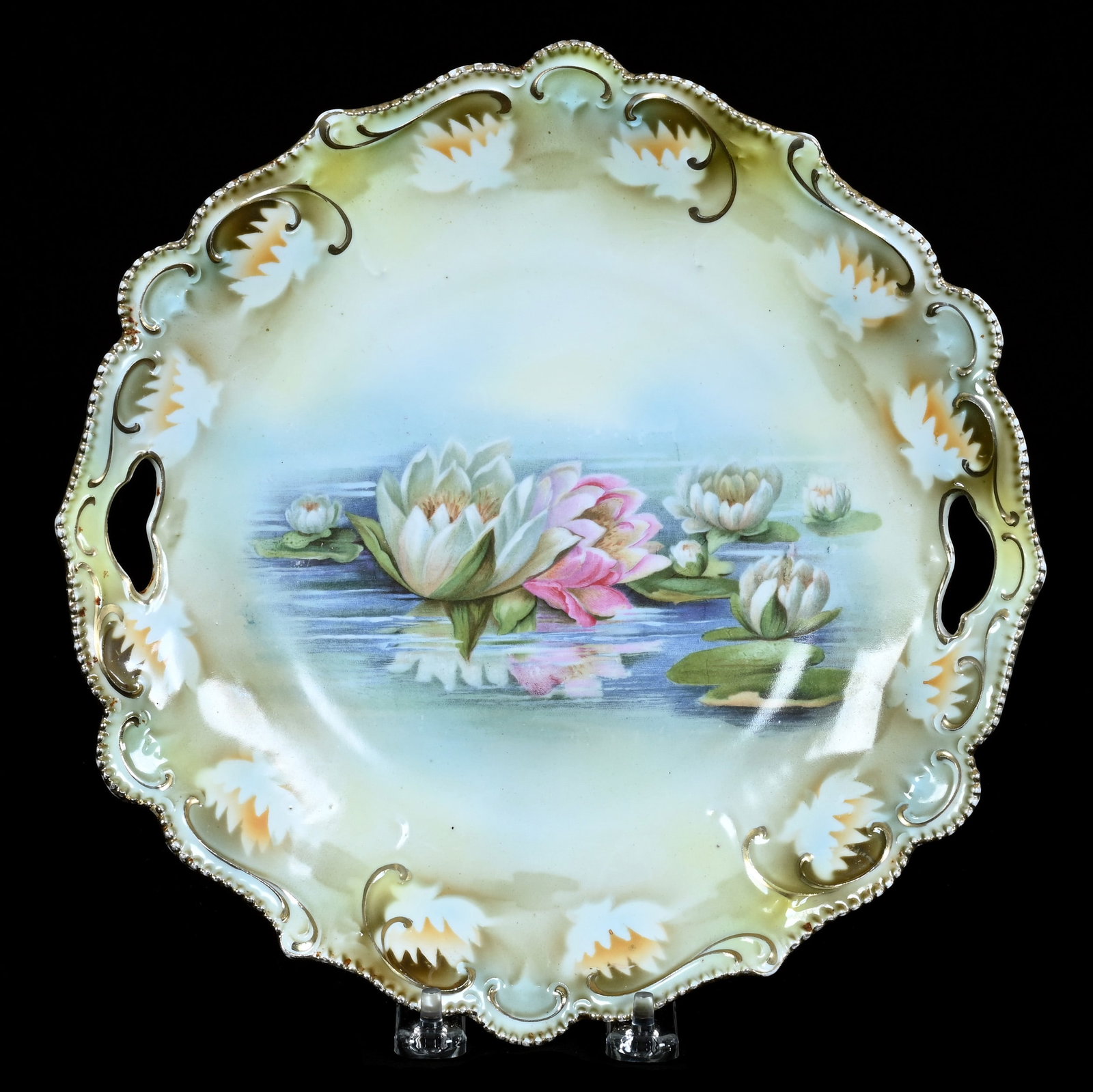 Two Handled Cake Plate, Unmarked R.S. Prussia (1 of 2)