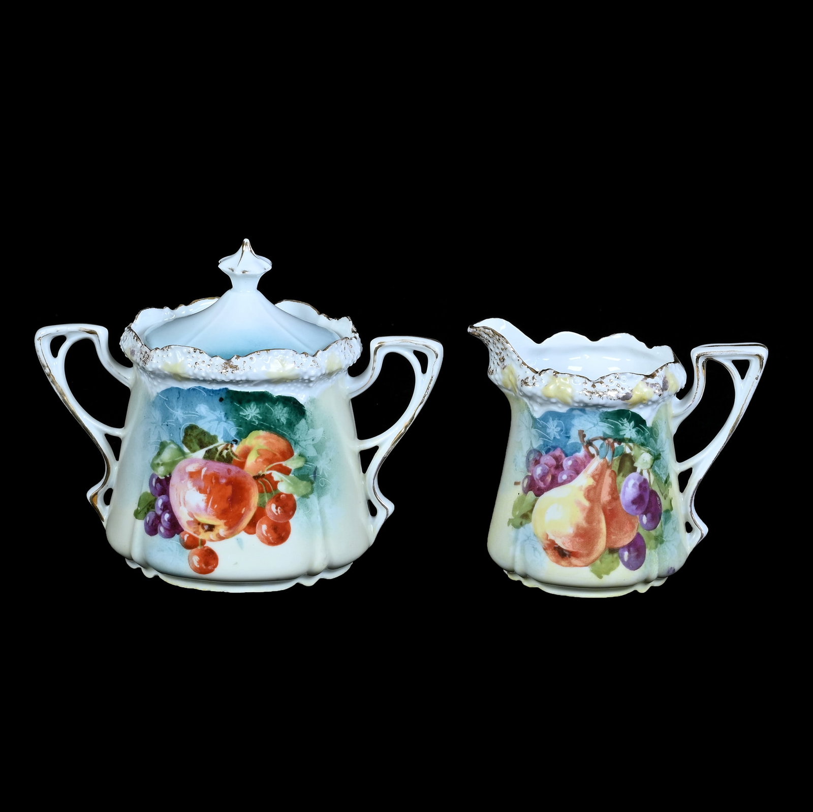 Creamer And Sugar, Marked R.S. Prussia, Stipple Mold (1 of 3)