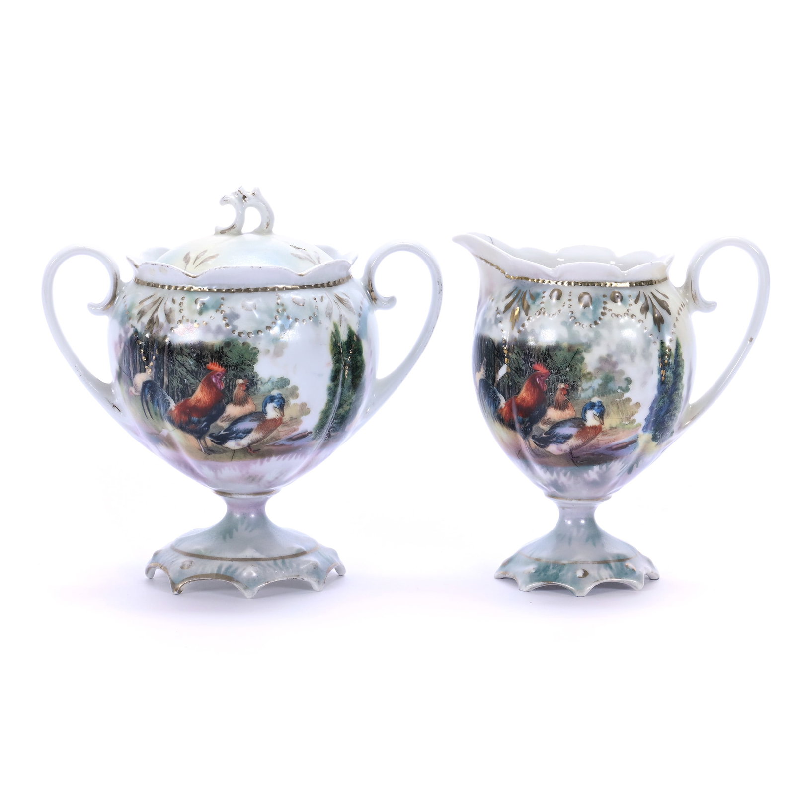 Pedestal Creamer And Sugar, Marked Wheelock Prussia (1 of 6)