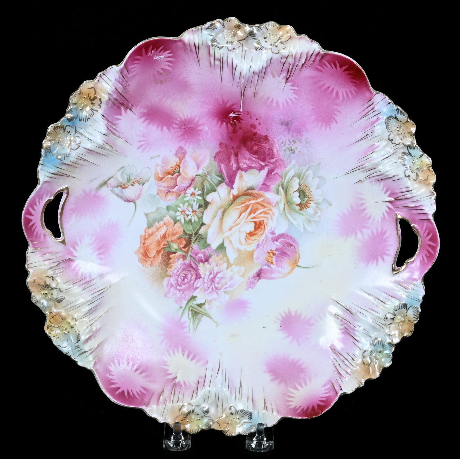 Two Handled Cake Plate, Marked R.S. Prussia, Icicle Mold (1 of 2)