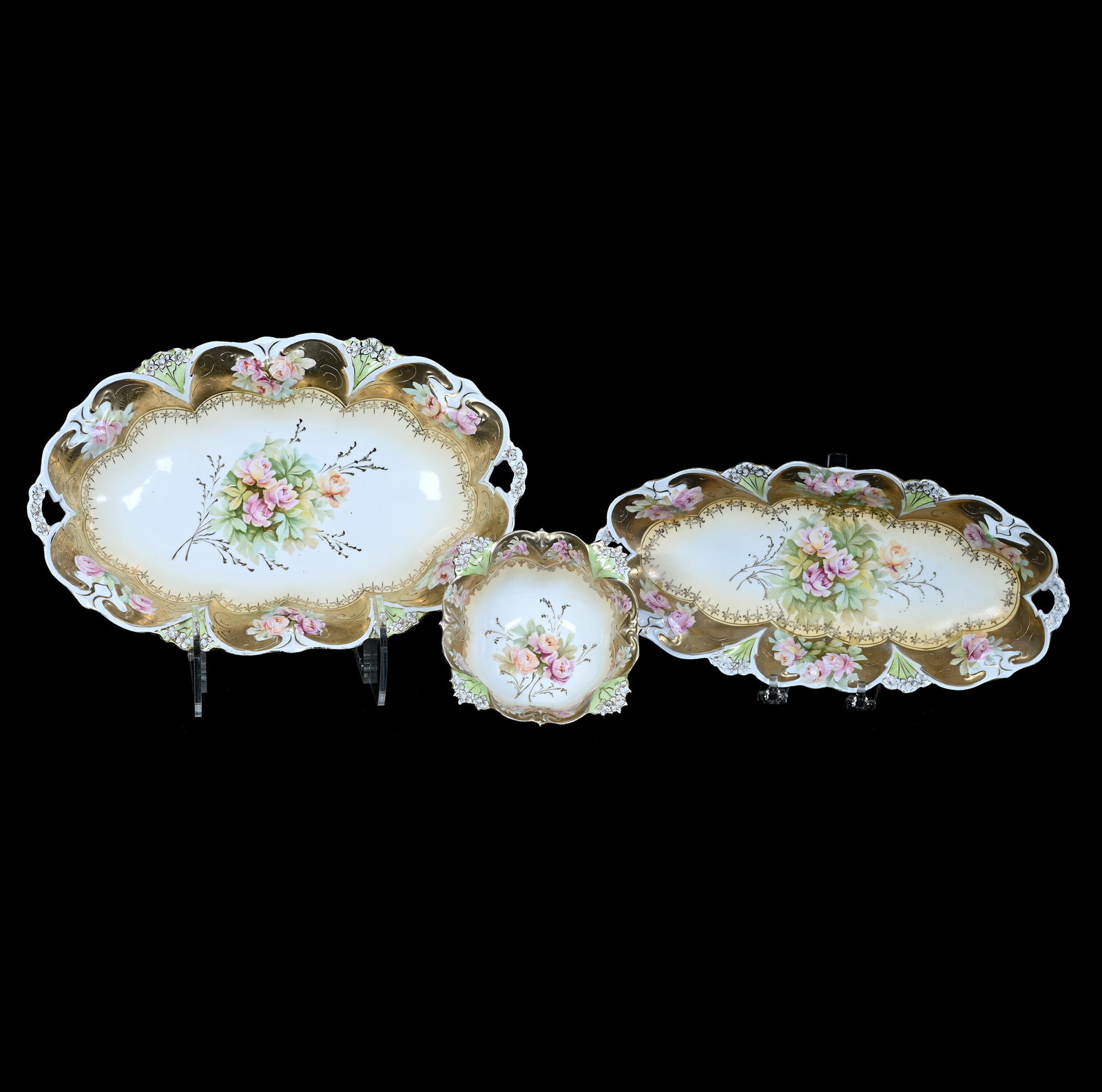Bread Bowl, Celery Tray, And Bowl, Unmarked R.S. Prussia (1 of 2)
