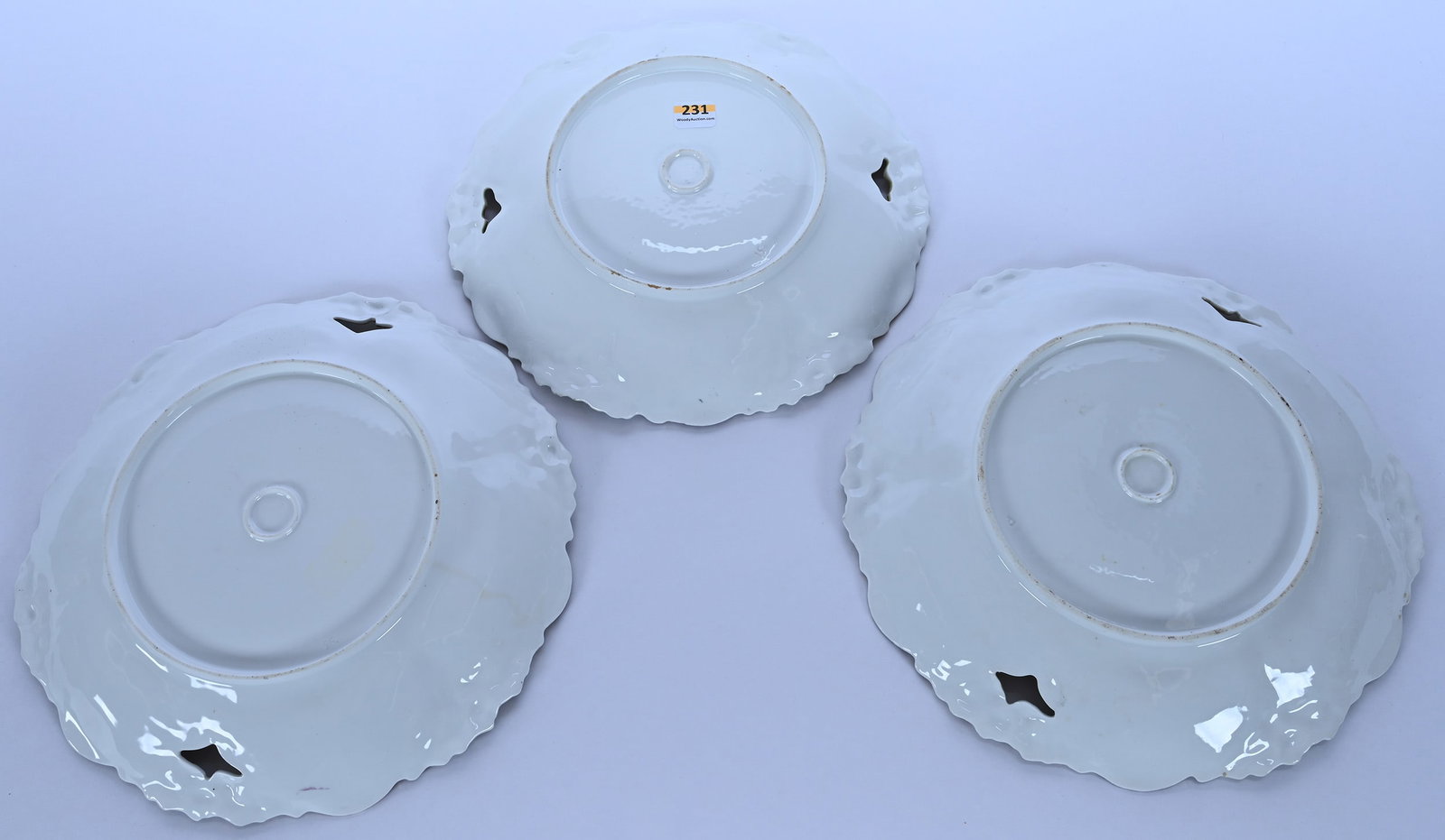 (3) Two Handled Cake Plates, Lily Mold - 2