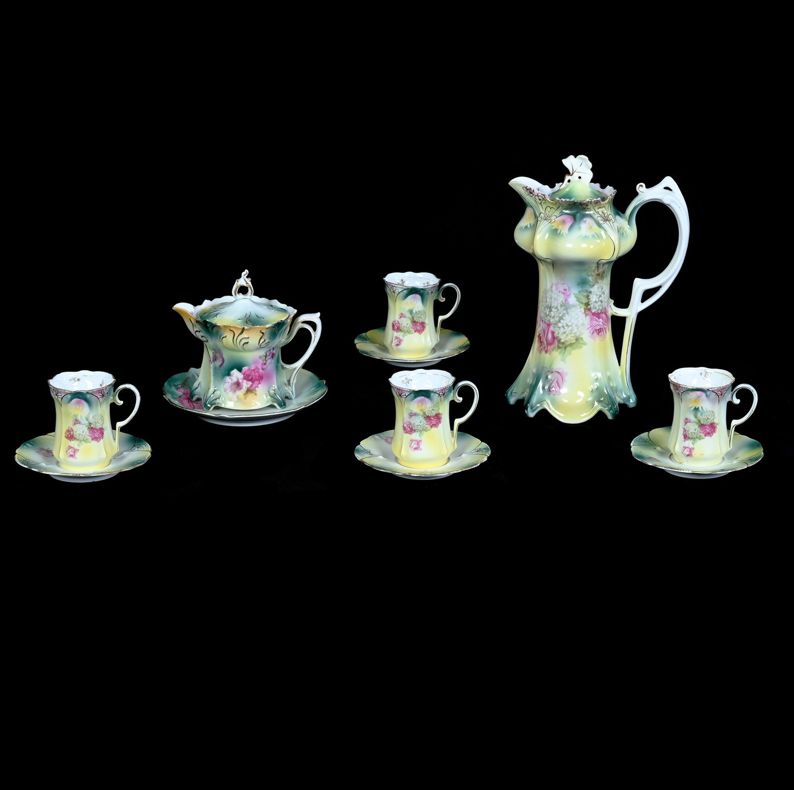 Chocolate Set And Syrup Pitcher With Underplate, Marked R.S. Prussia (1 of 4)