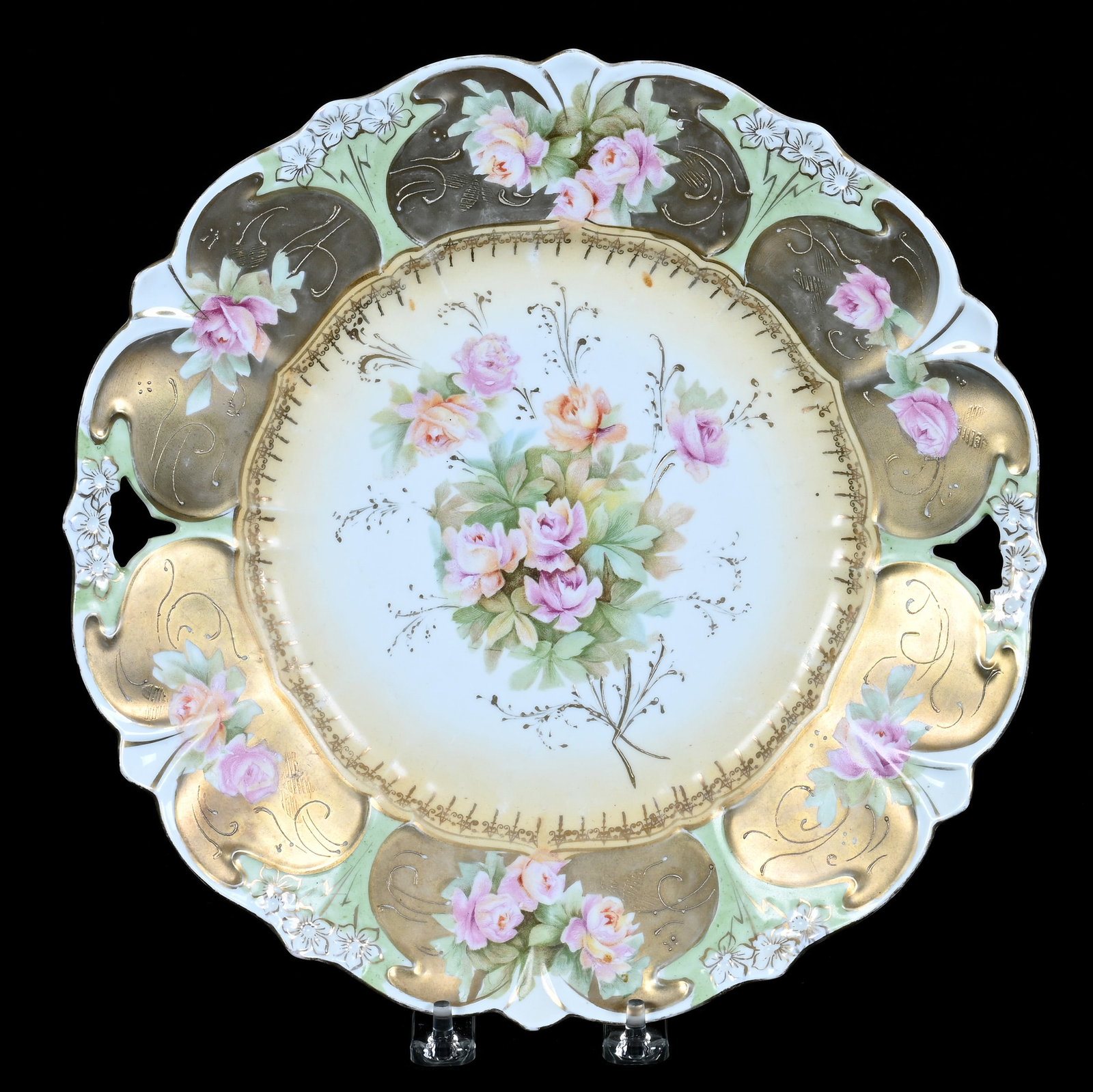 Two Handled Cake Plate, Unmarked R.S. Prussia (1 of 2)