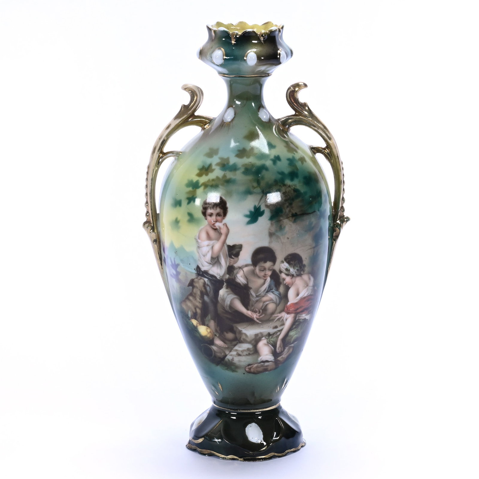 Two Handled Vase, Marked R.S. Prussia, Jewel Mold (1 of 5)