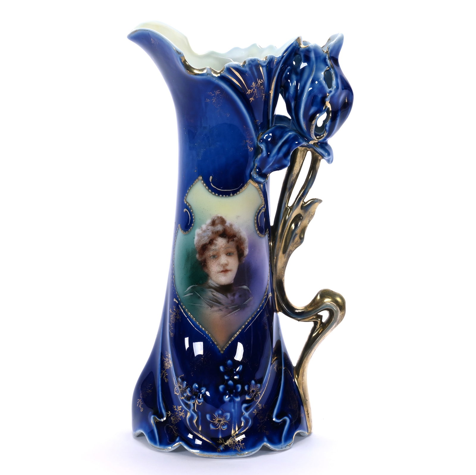 Tulip Handled Ewer, Marked Royal Vienna (1 of 3)