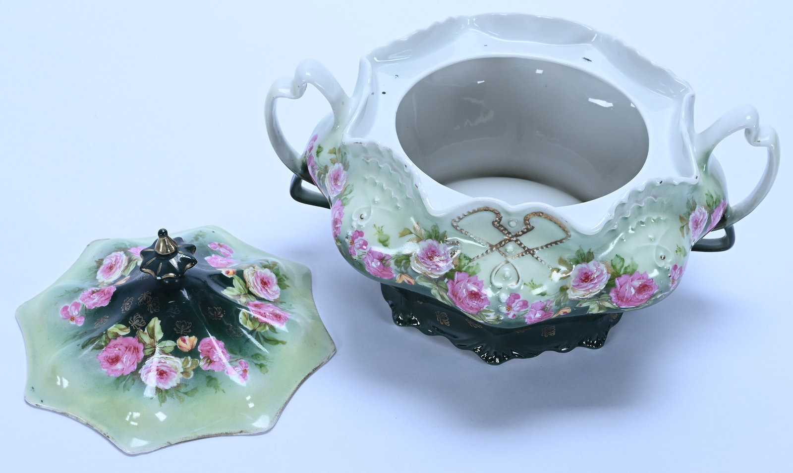 Two Handled Cracker Jar, Unmarked Germany - 2
