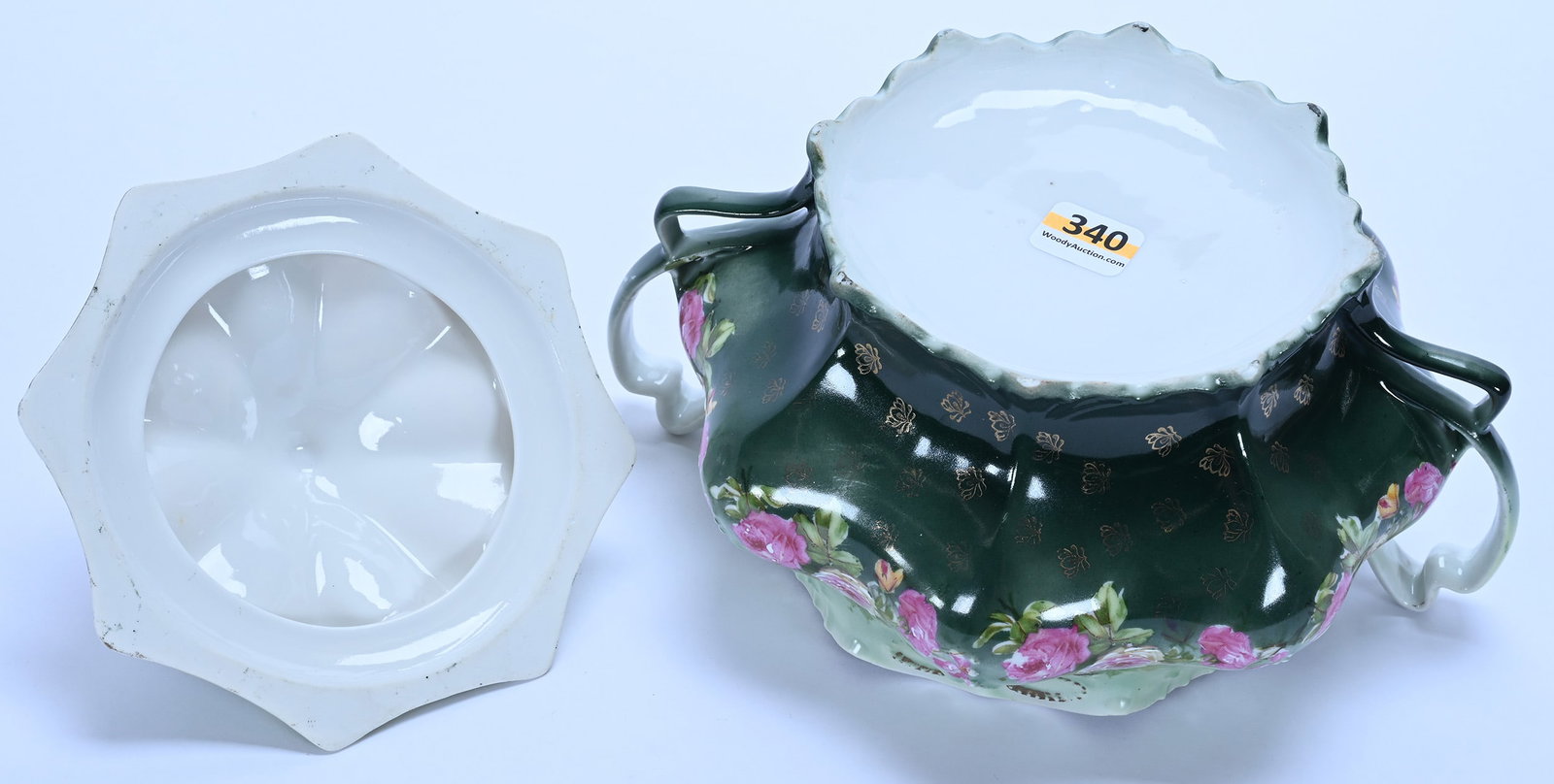Two Handled Cracker Jar, Unmarked Germany - 3