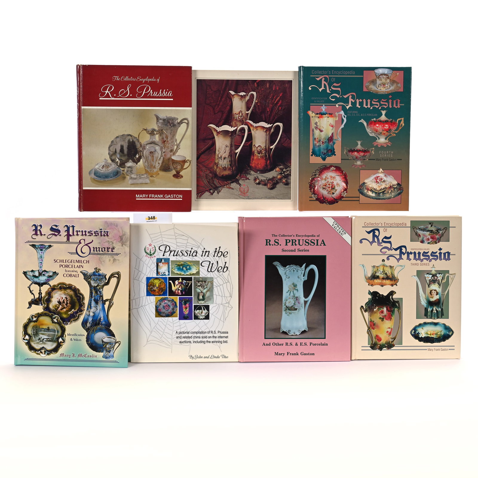(7) Books: (7) Books, 11.25 x 8.75 x 4.5 Inches, (1) Prussia In The Web, By John And Linda Titus, (1) The Treasures Of R.S. Prussia By George E. And Eileen Barlock, (1) R.S. Prussia & More By Mary J. McCaslin, (