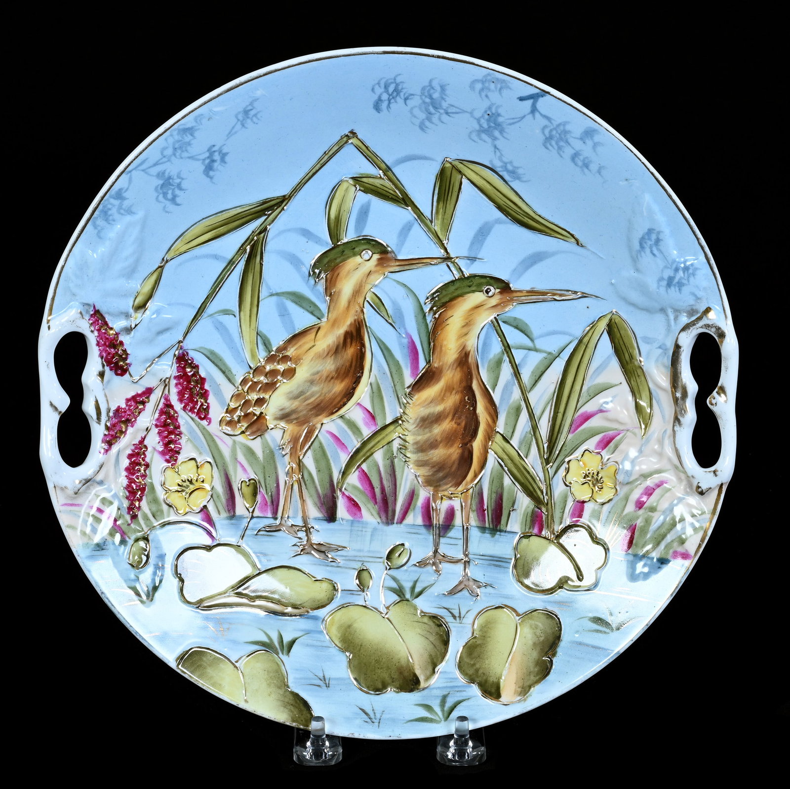 Two Handled Cake Plate, Early Unmarked Prussia Style (1 of 2)