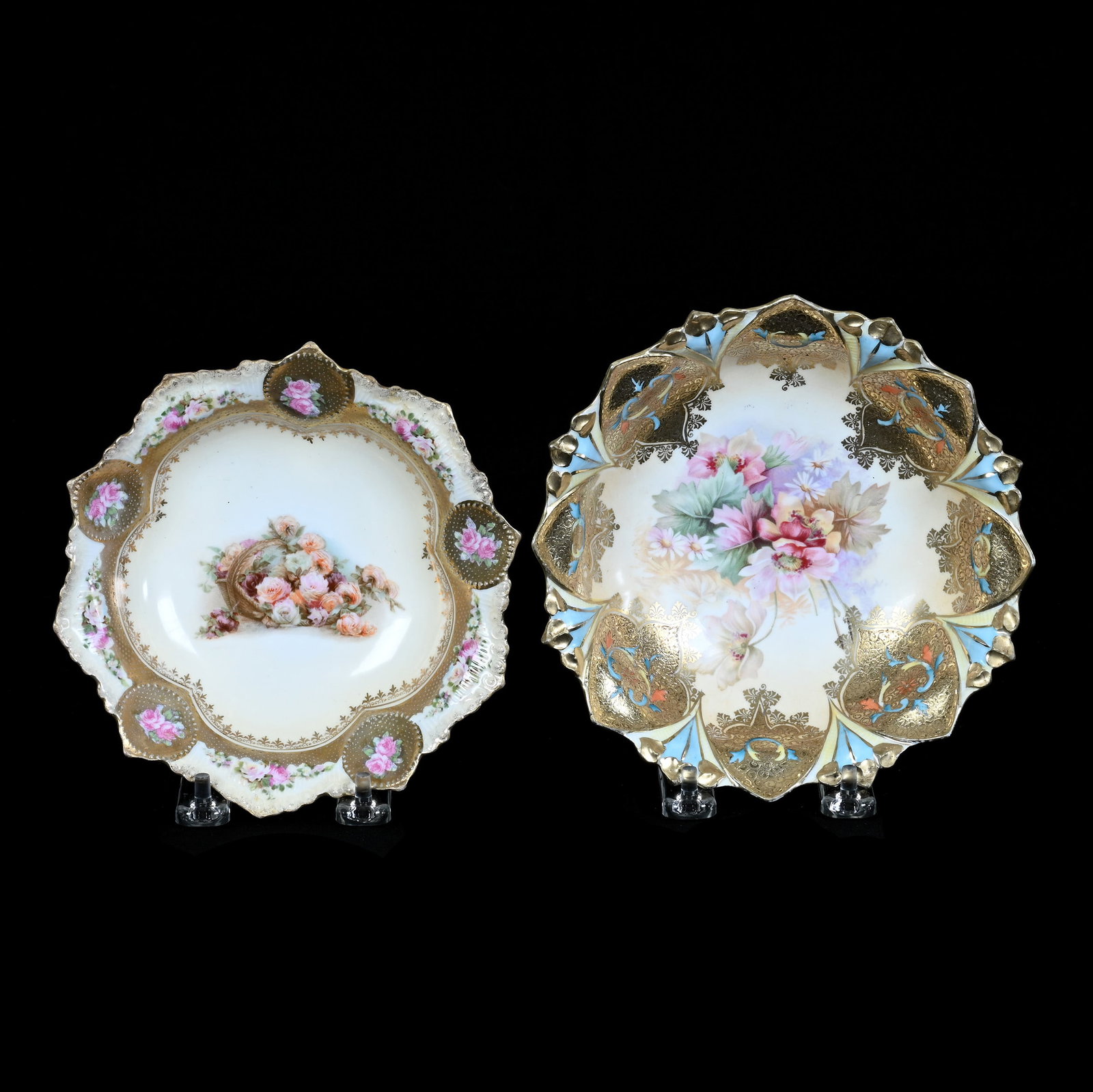 (2) Three-Footed Bowls, Unmarked Prussia (1 of 2)