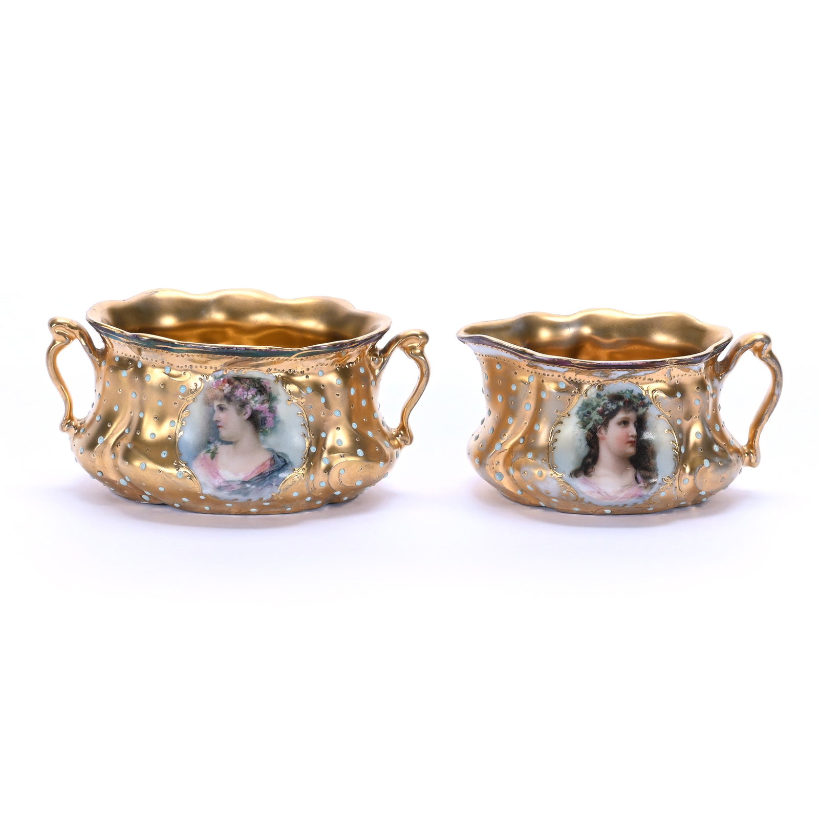 Oval Creamer And Sugar Marked Prov Saxe (1 of 3)