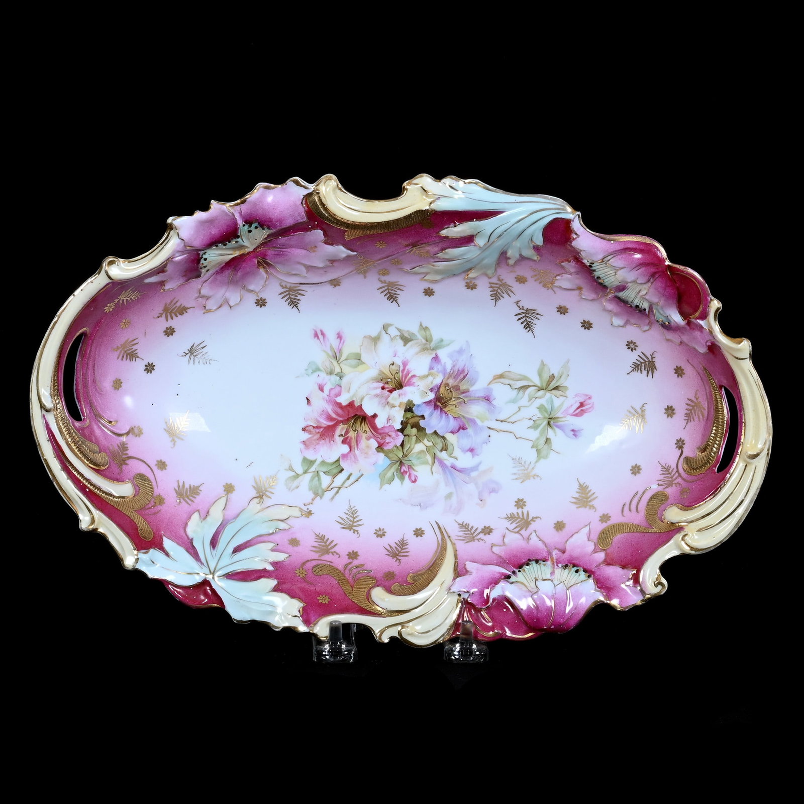 Bread Bowl, Unmarked Prussia, Poppy Mold (1 of 2)