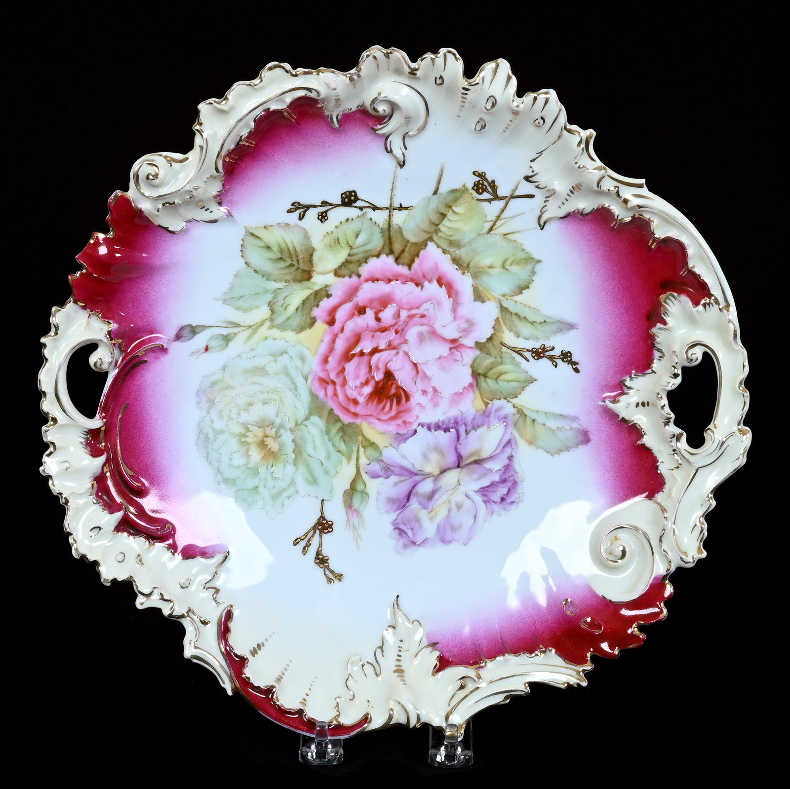 Two Handled Cake Plate, Marked Bavarian China Germany (1 of 4)
