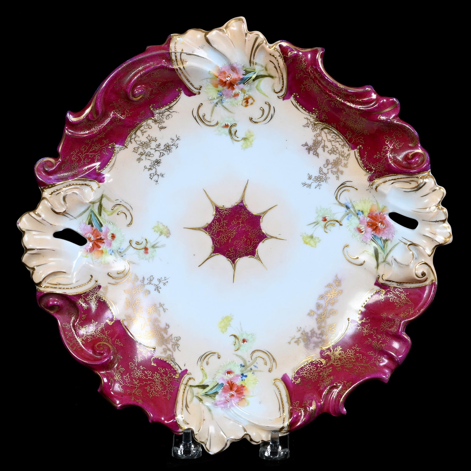 Two Handled Cake Plate, Marked Old Vienna Germany (1 of 2)