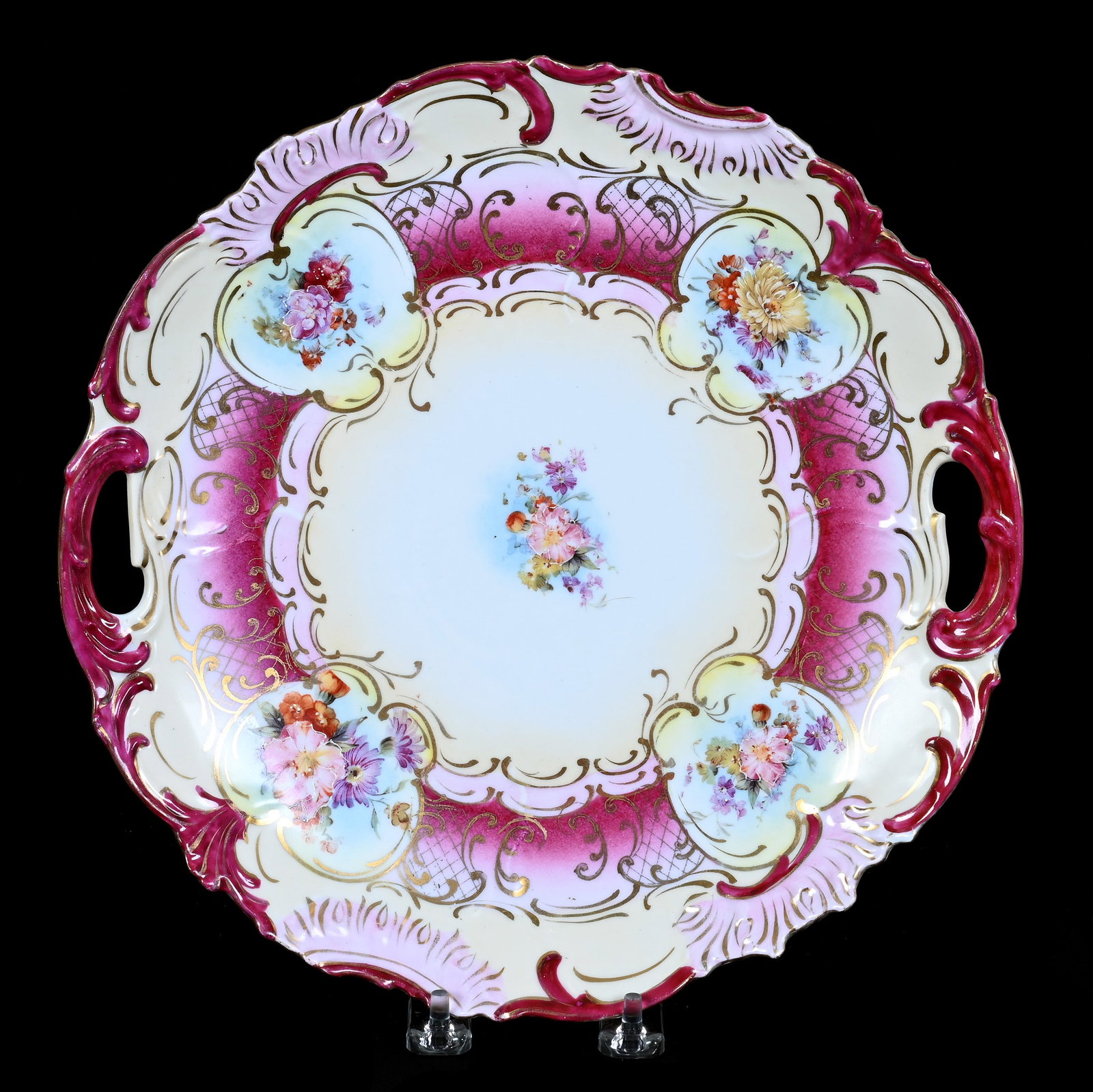 Two Handled Cake Plate, Unmarked Early Prussia (1 of 2)